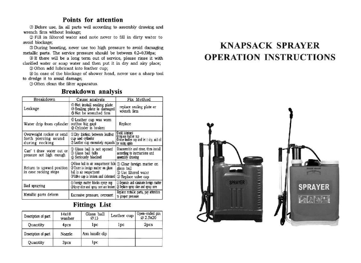ST77575 Manual: Operation & Maintenance for Knapsack Sprayer - Studocu