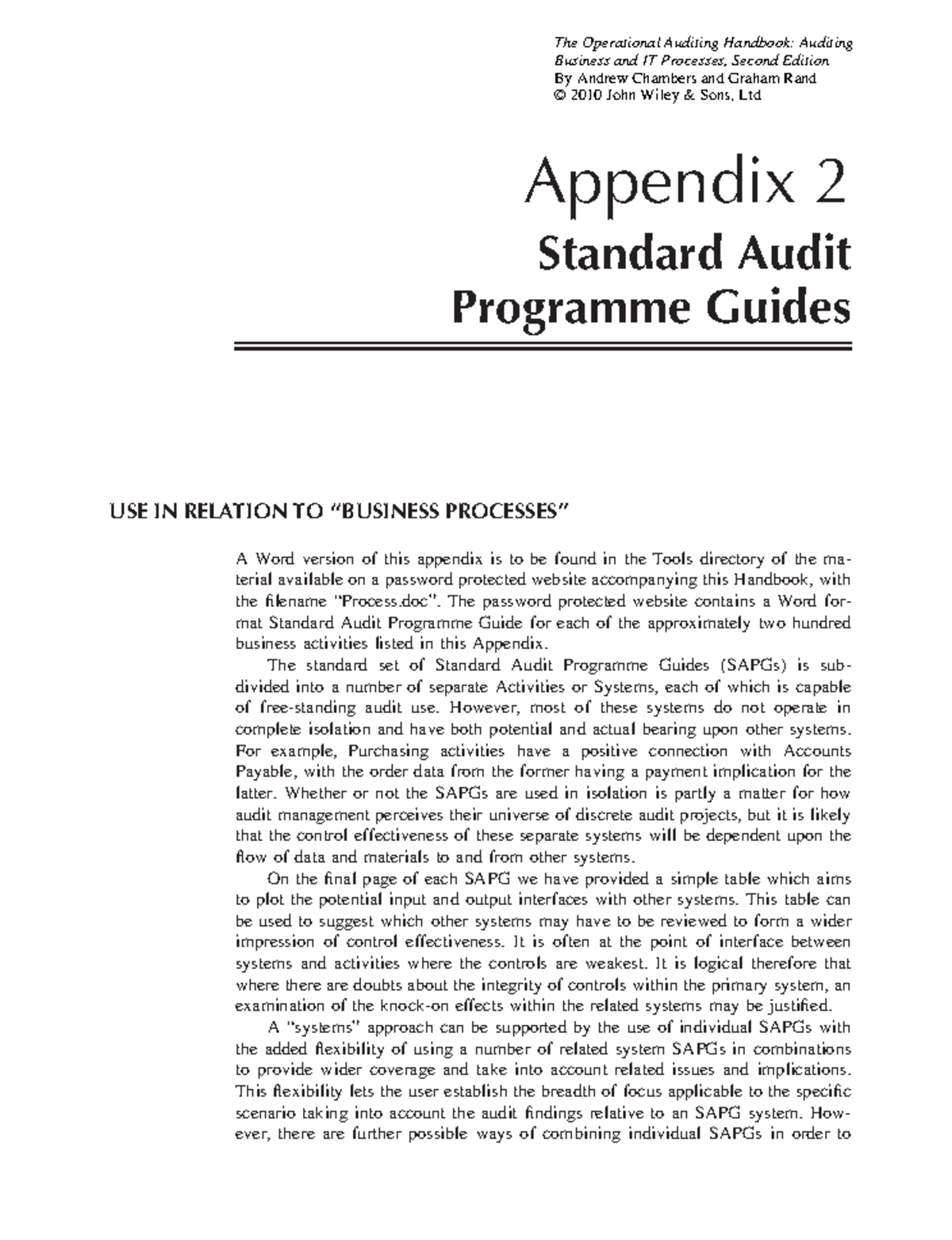 Standard Audit Programme Guides for Business Processes - Operational ...