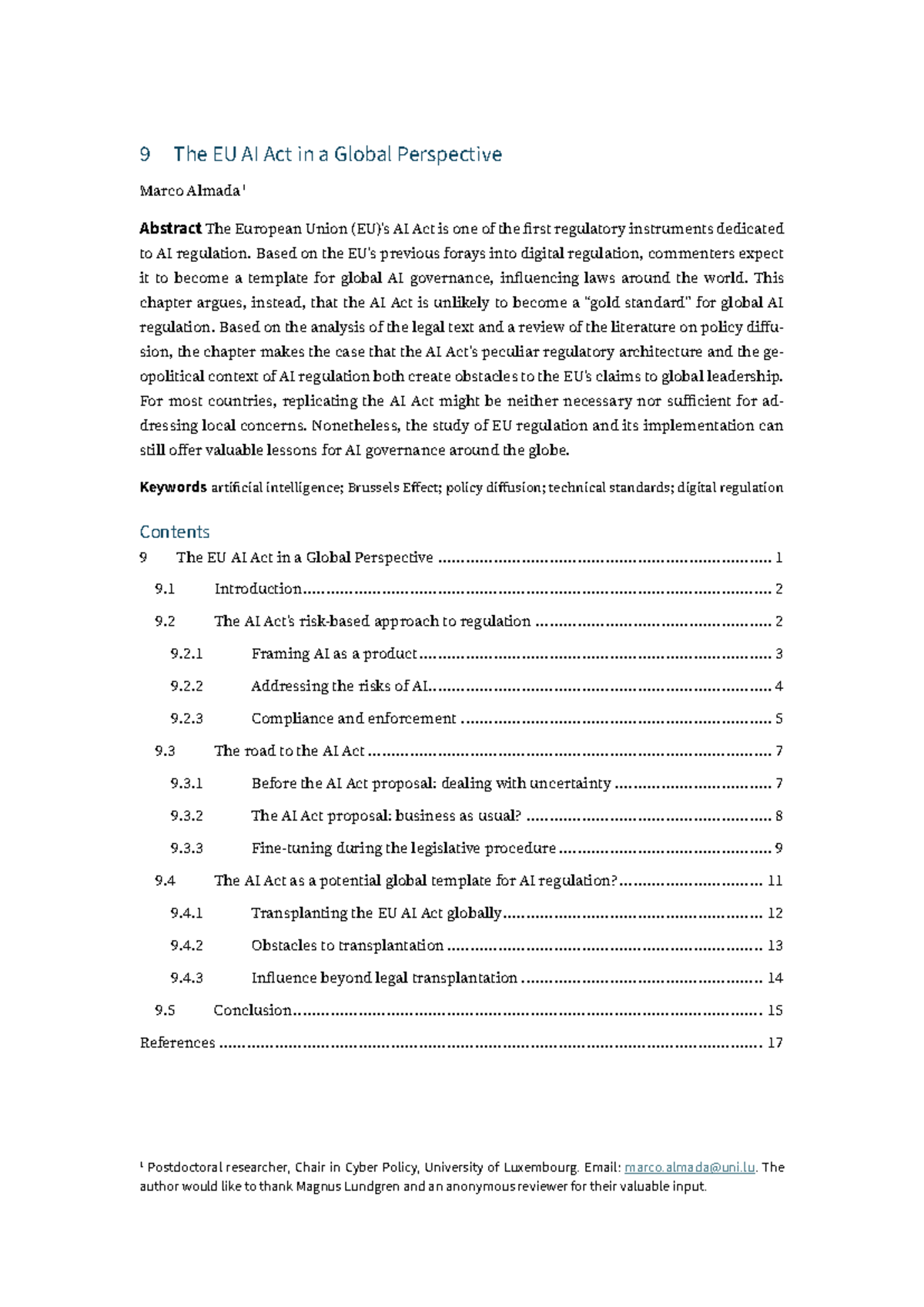 The EU AI Act: Global Implications and Regulatory Challenges - Studocu