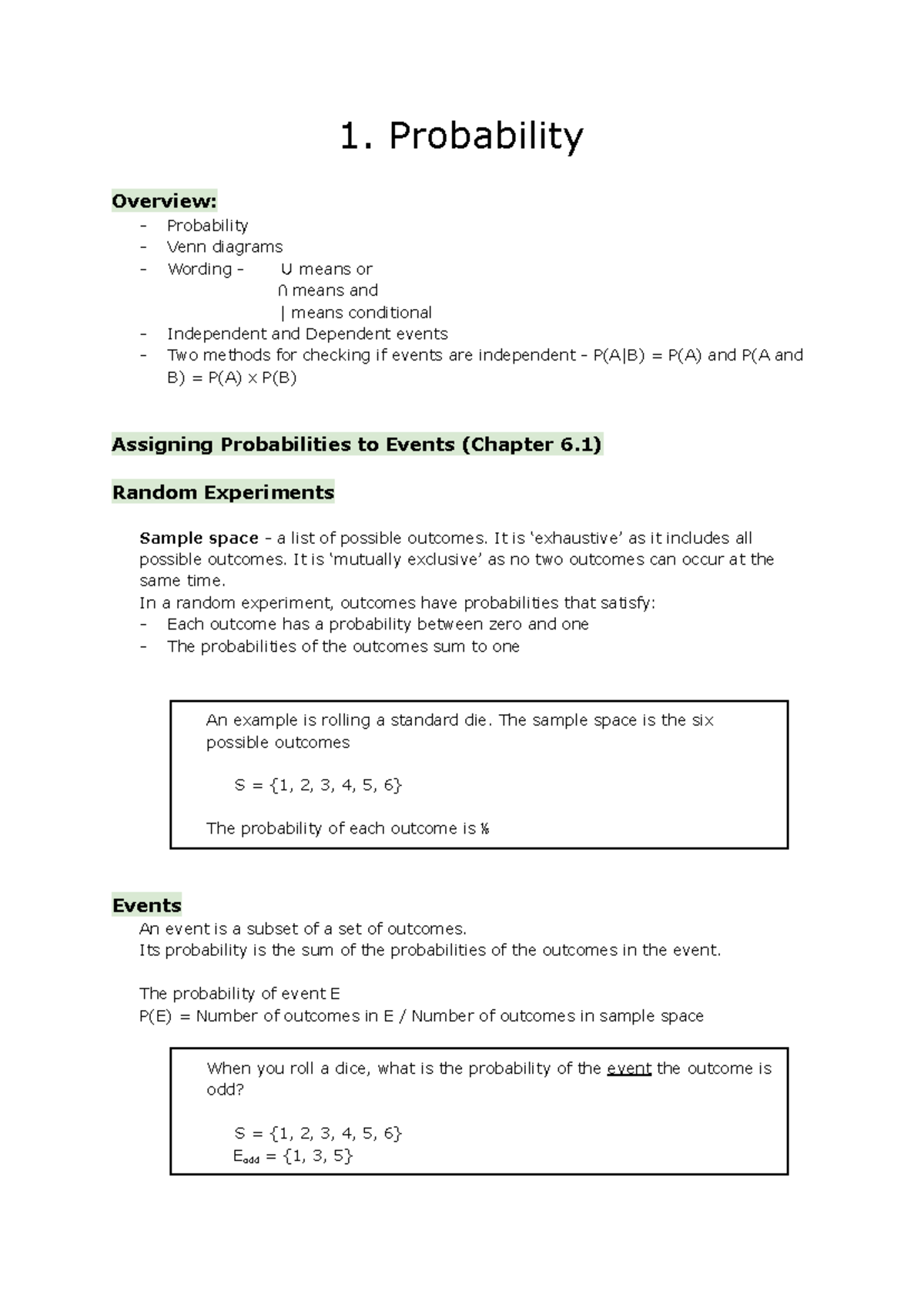 Probability Overview: Venn Diagrams, Events & Independence (MATH 101 ...