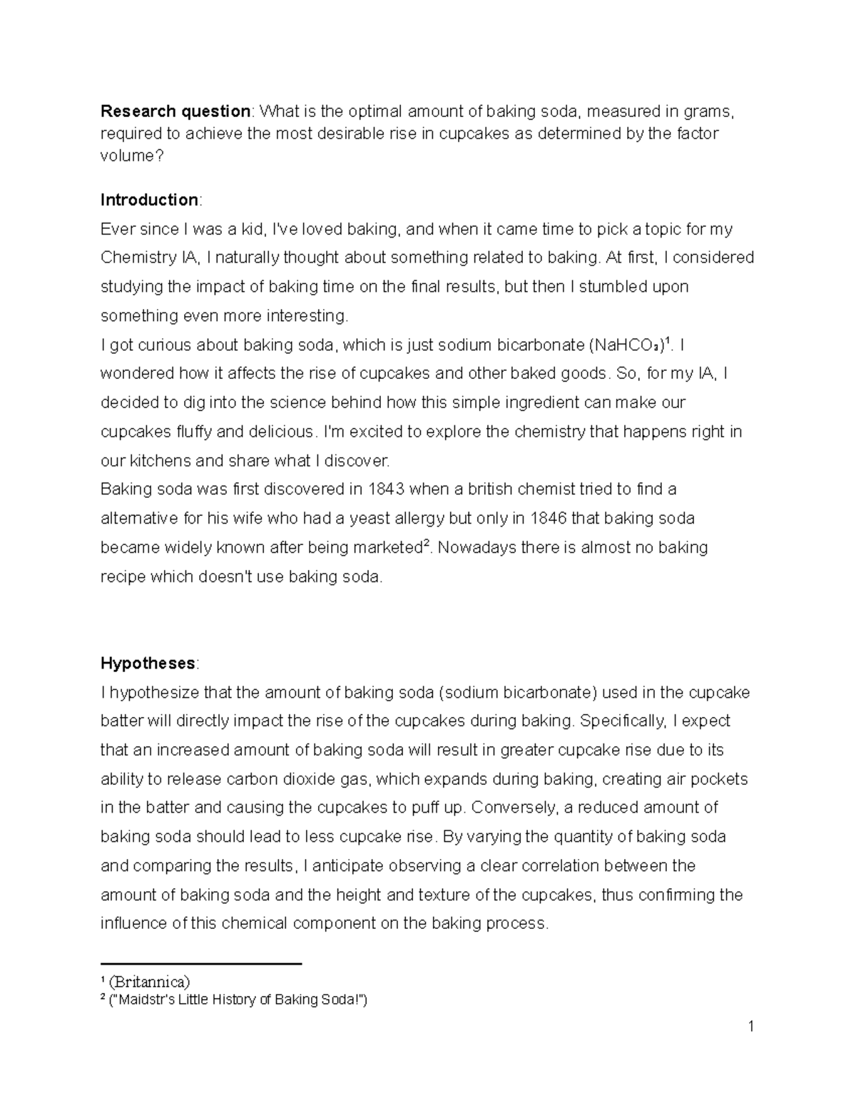 Chemistry IA draft-Emilie Bouvy - Research question: What is the ...
