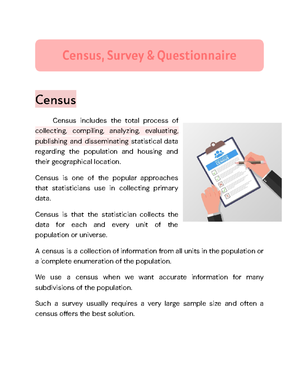 Census & Survey Techniques: An In-Depth Analysis of Methods - Studocu