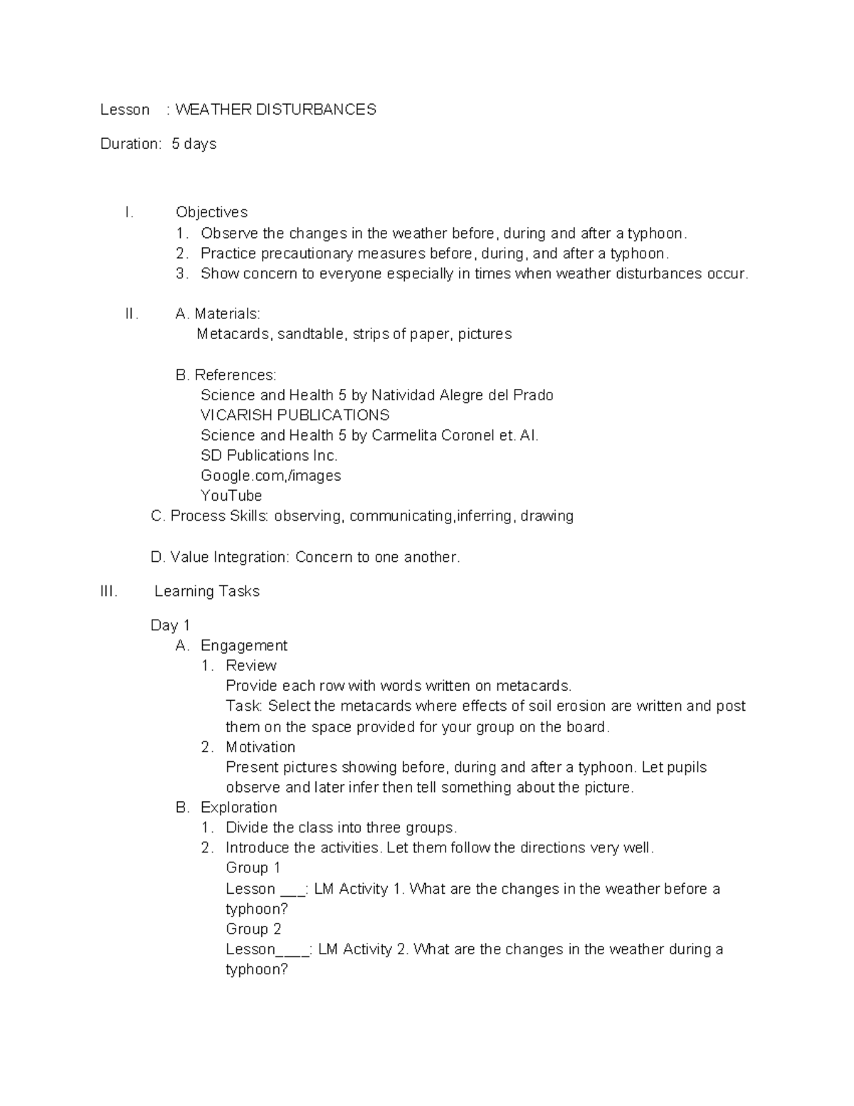 TG Science 5 Q4: Weather Disturbances & Typhoon Safety Activities - Studocu