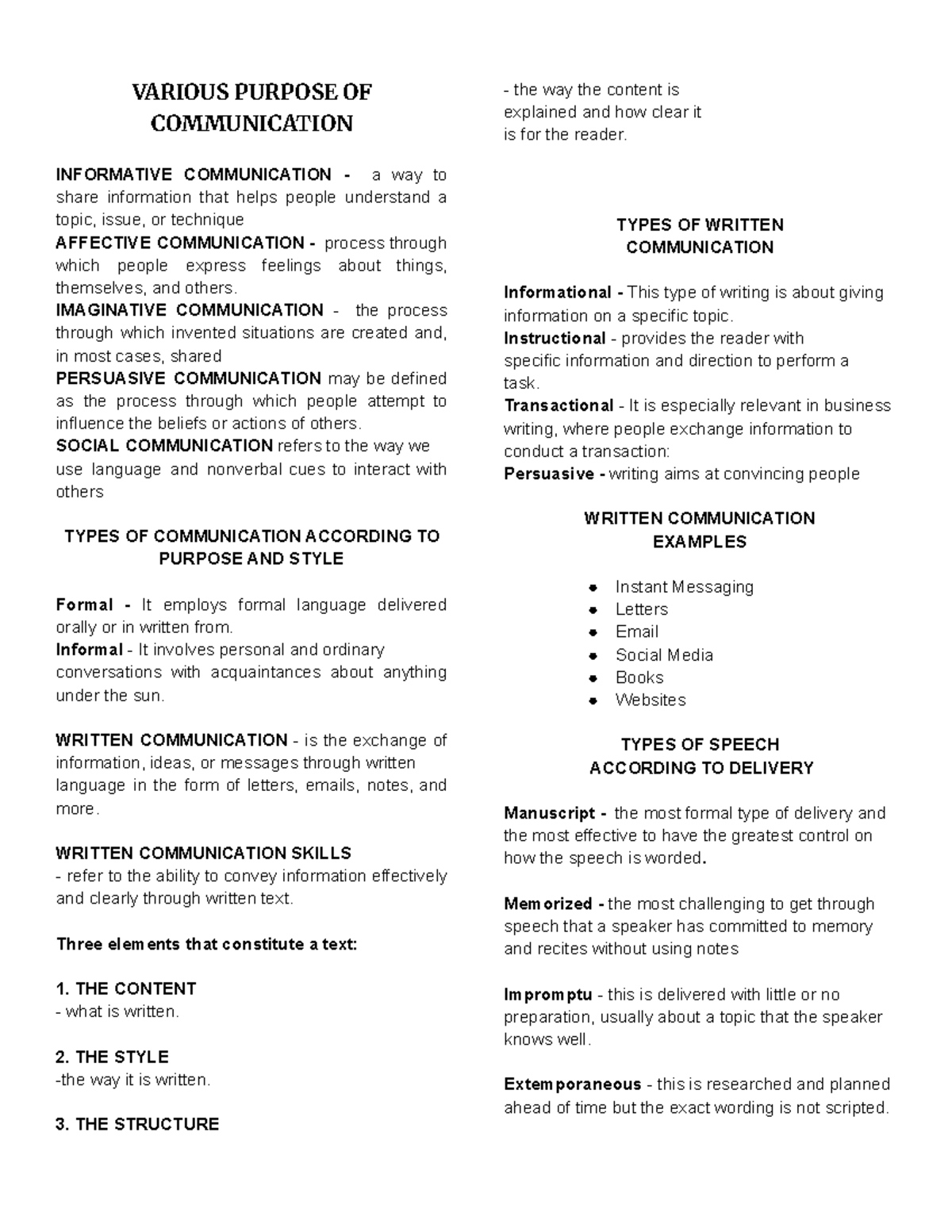 Purposive Communication (PurCom): Types and Principles Explained - Studocu
