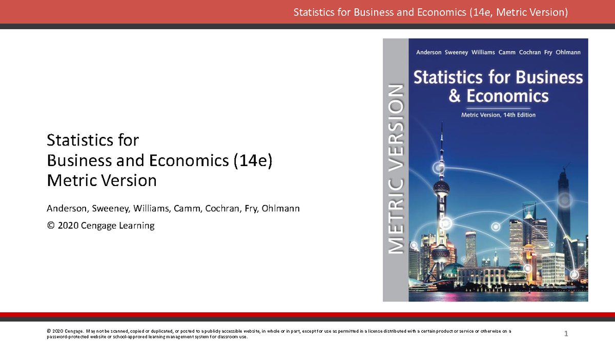 Statistics for Business and Economics (14e) Chapter 7: Sampling Methods ...