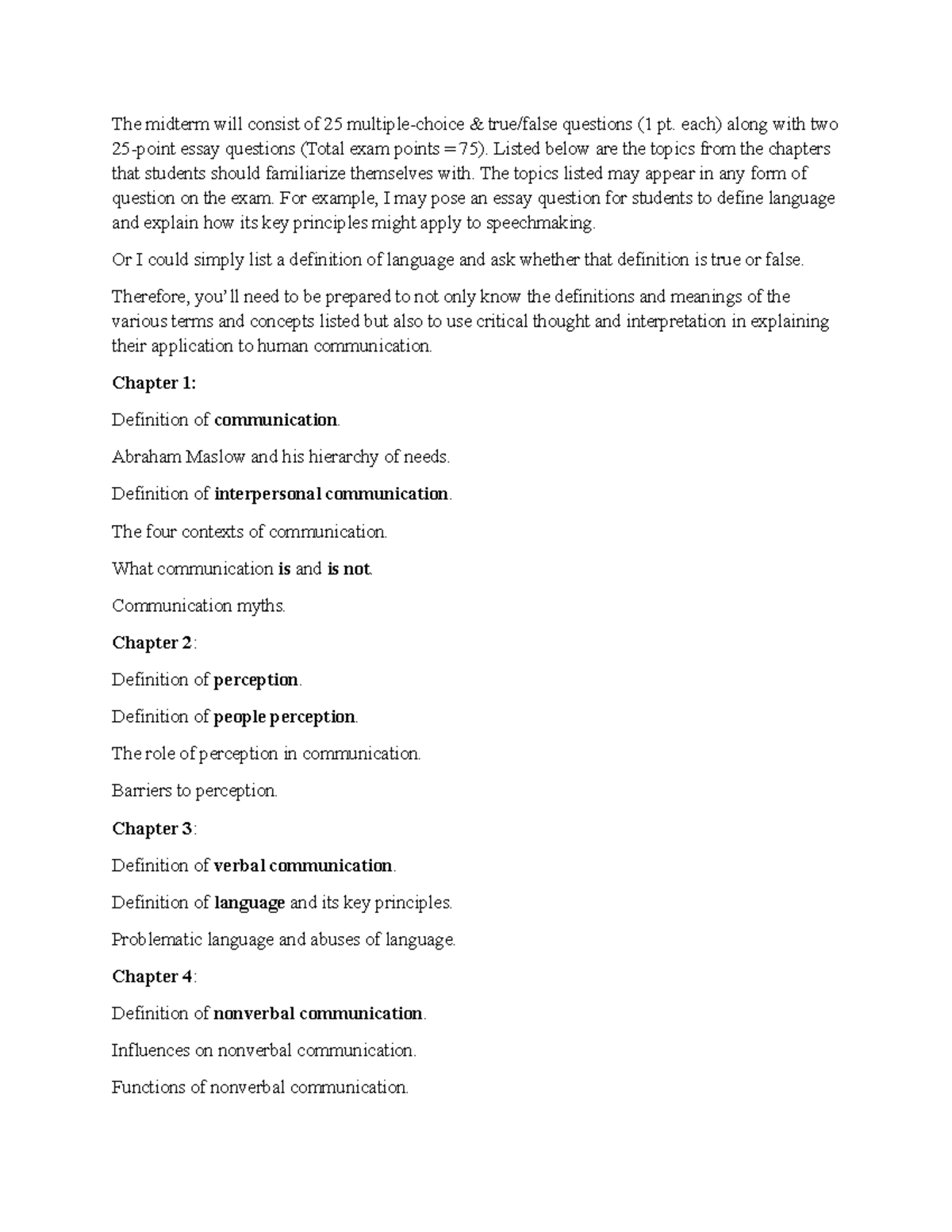 Midterm Exam Review for Comm 101: Key Topics & Study Guide - Studocu