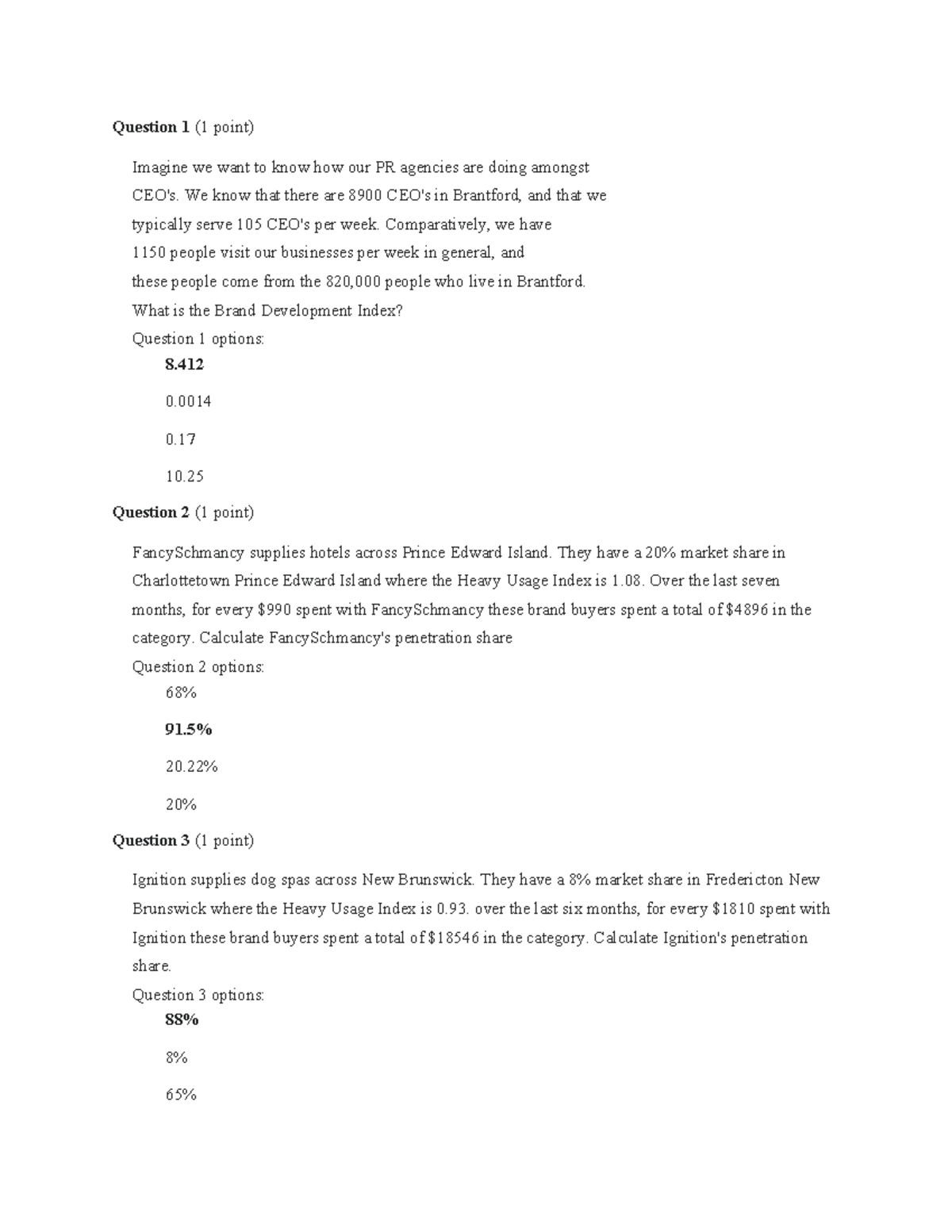 MKT 300 Quiz Questions - Practice for Marketing Analysis - Studocu