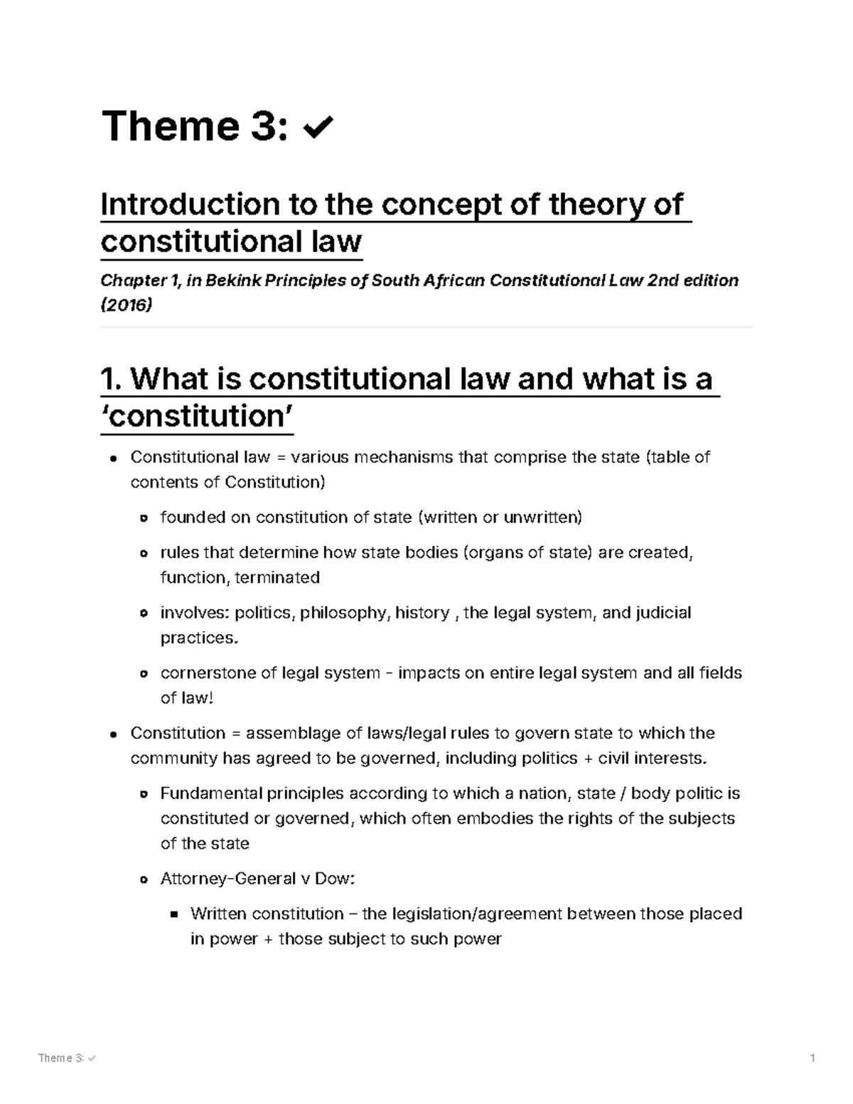 Theme 3: Intro to Constitutional Law - Chapter 1 Overview and Key ...