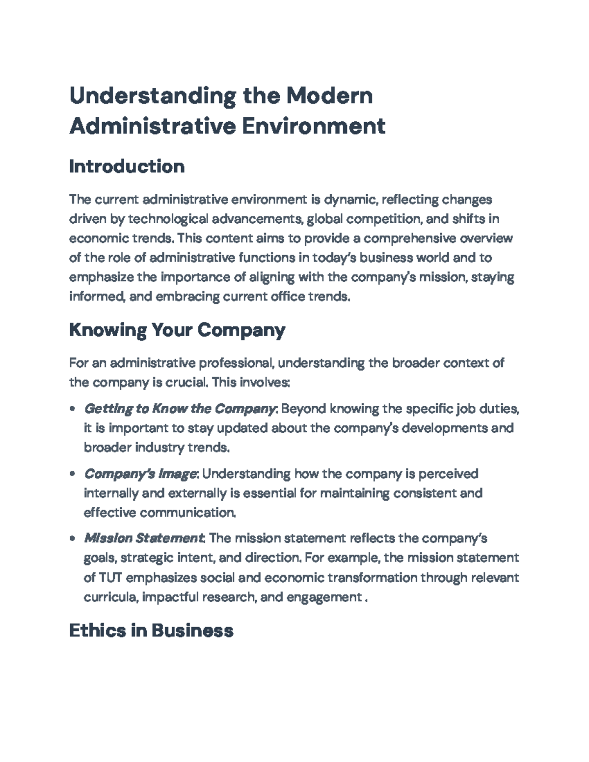 Modern Administrative Environment: Trends, Ethics, and Professional ...