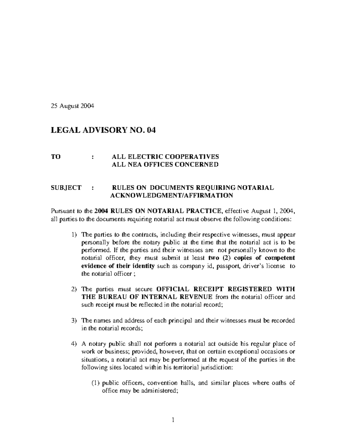 Legal Advisory AD04: Notarial Acknowledgment Rules and Guidelines - Studocu