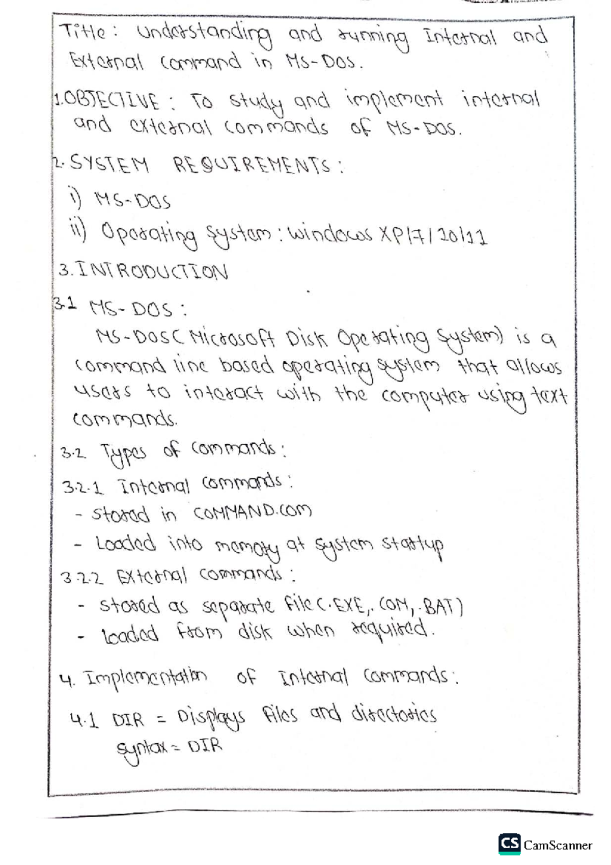 OS Lab Report: Internal & External Command Implementation in Windows ...