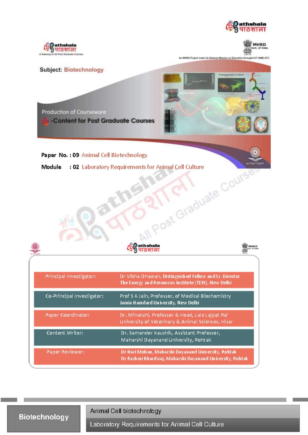 Module 02: Essential Lab Requirements for Animal Cell Culture - Studocu