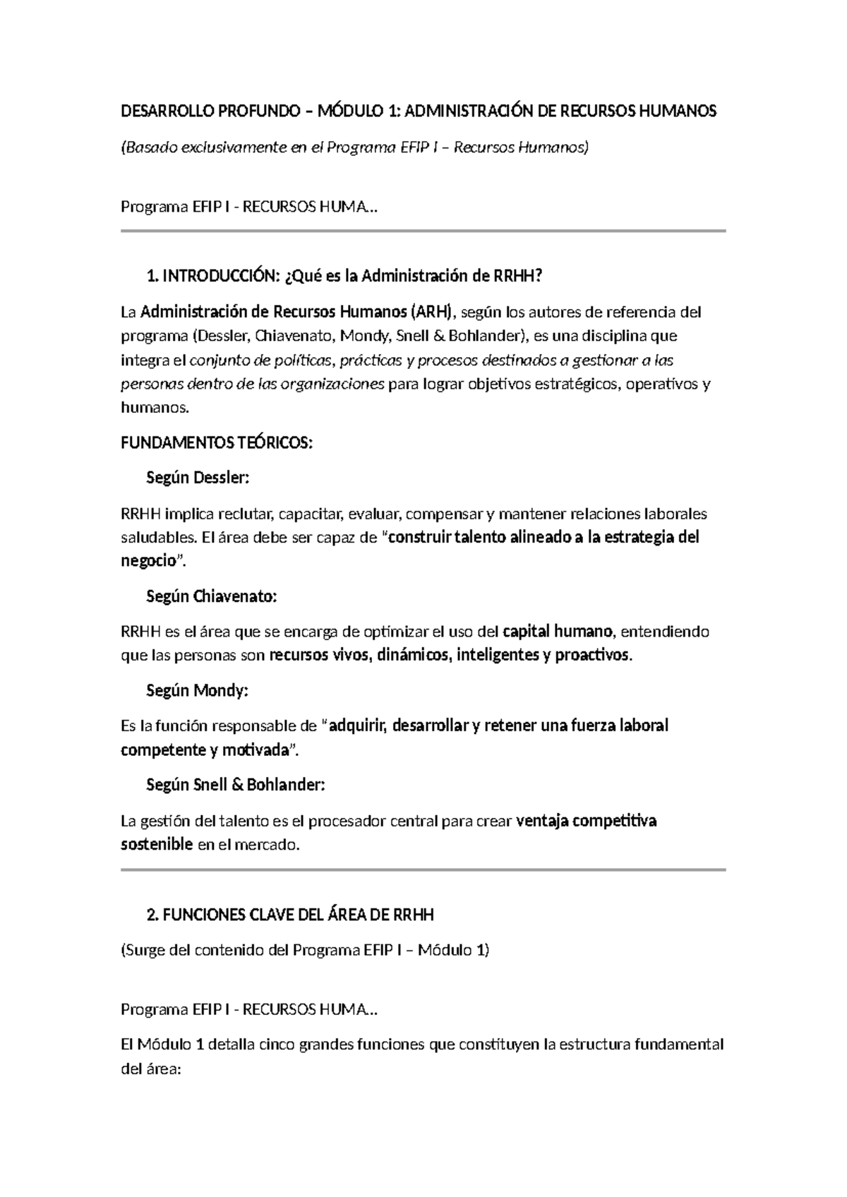 Desarrollo Profundo Módulo 1: ADM de RRHH - Programa EFIP I Recursos ...