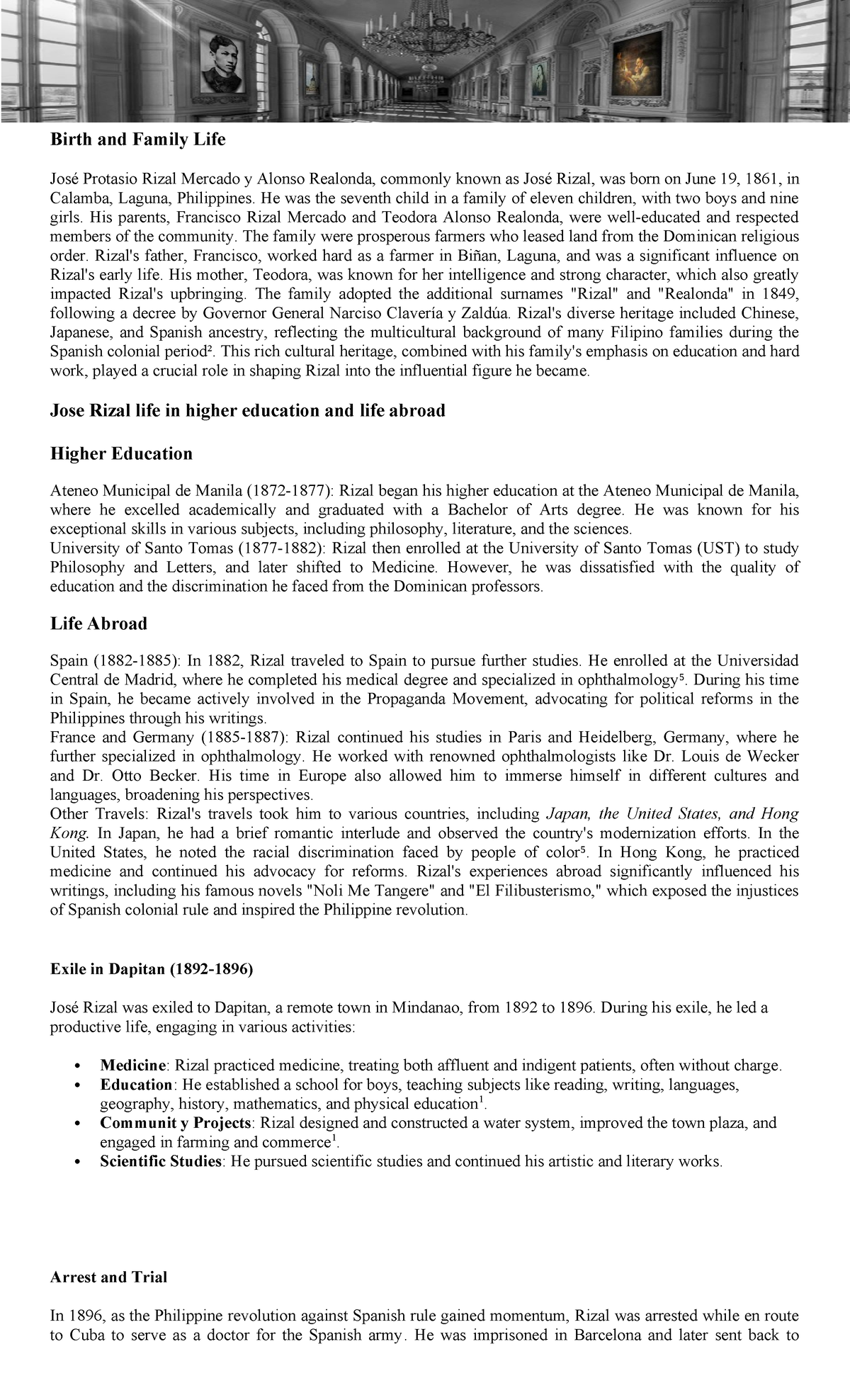 José Rizal: Life, Education, and Influences in Higher Studies - Studocu