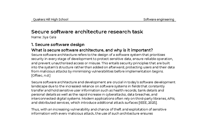 Y12 ATI Secure Software Architecture Research Task Overview - Studocu
