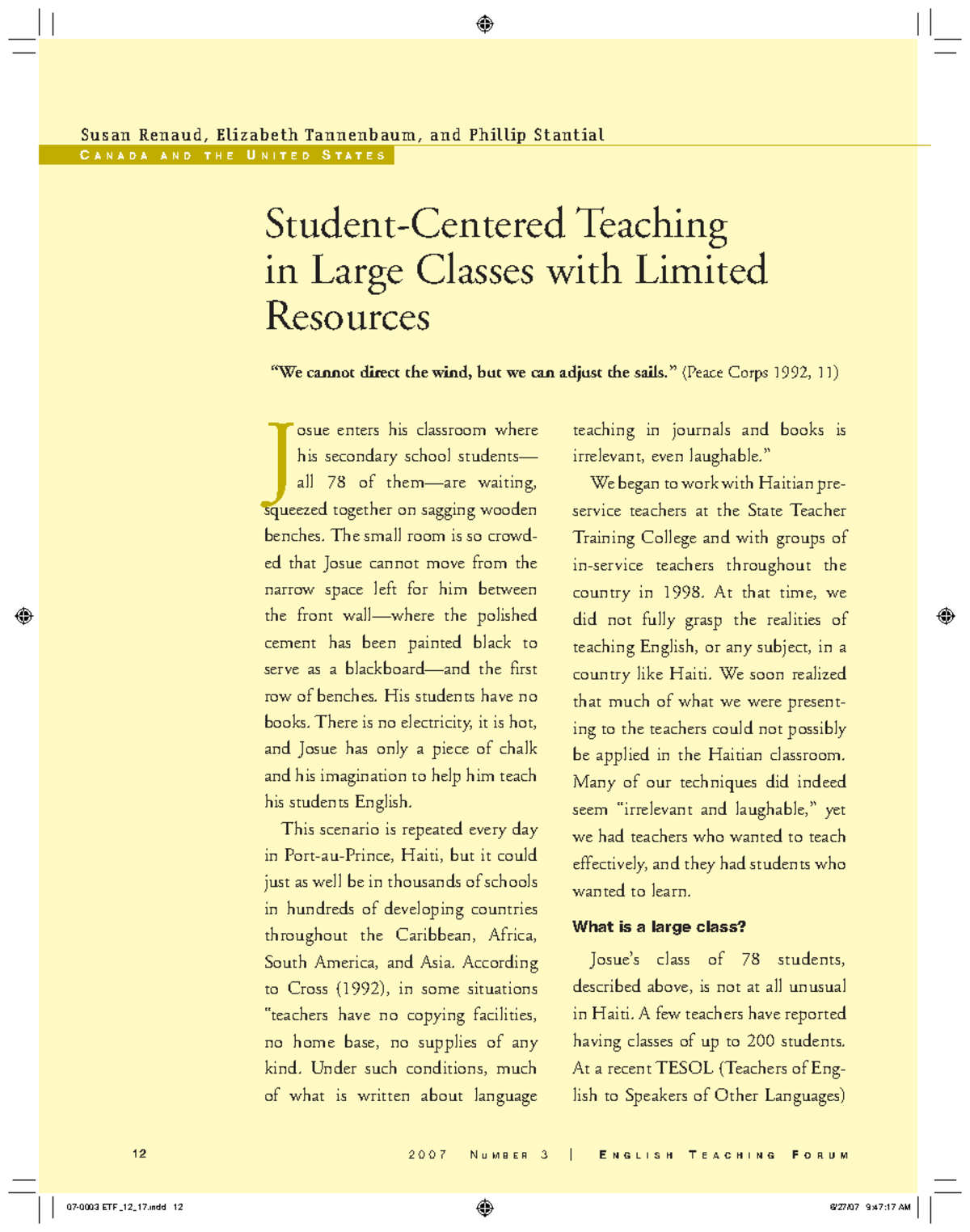 Student-centered teaching strategies for large classes (ETF_12_17 ...