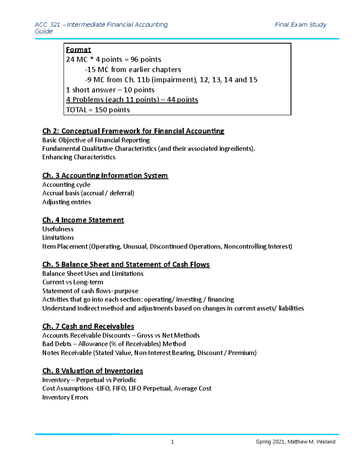 ACC 321 Final Exam Study Guide - Intermediate Financial Accounting ...
