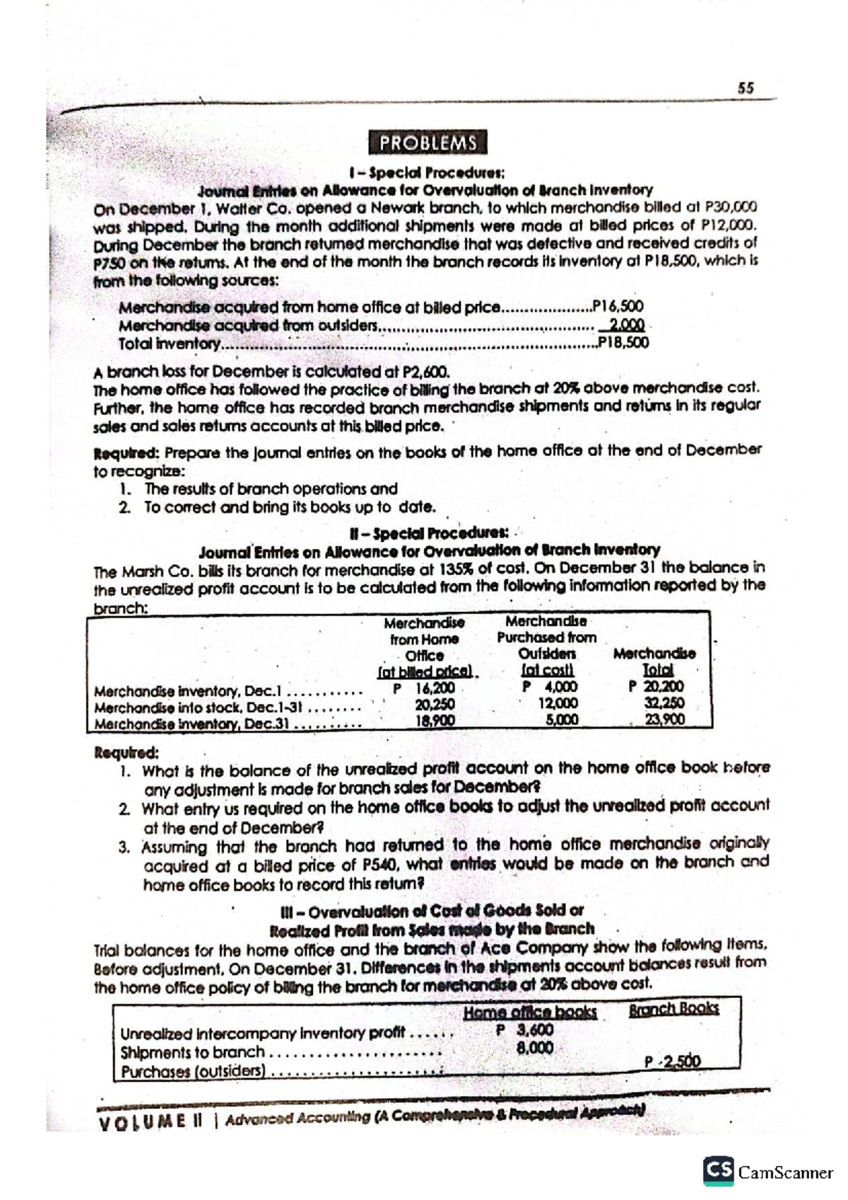 Special Procedures: Journal Entries for Branch Inventory Adjustments ...