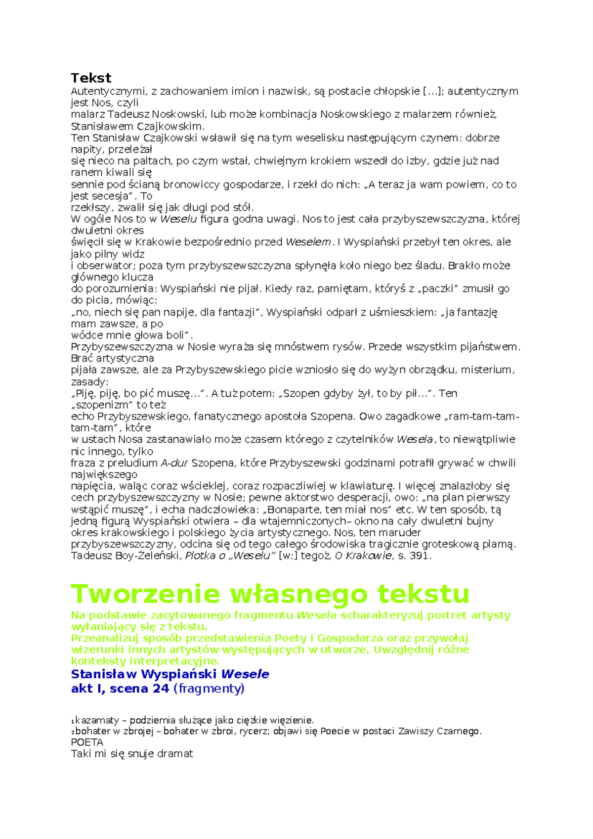 Wesele (Karta Pracy): Analiza Portretu Artysty w Tekście Wyspiańskiego