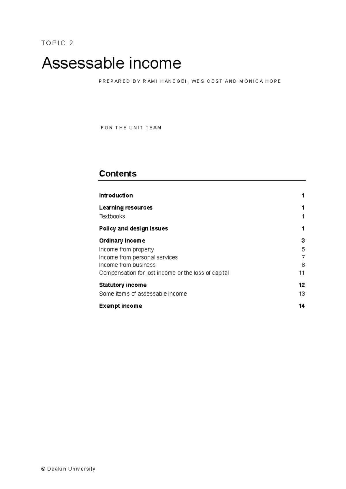MLC301 T1 2026 SG Topic 2: Understanding Assessable Income - Studocu