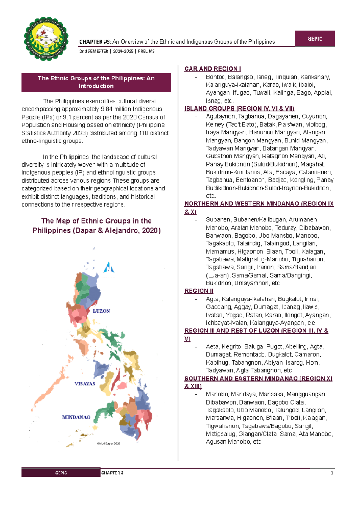 Chapter 3: Overview of Ethnic & Indigenous Groups in the Philippines ...