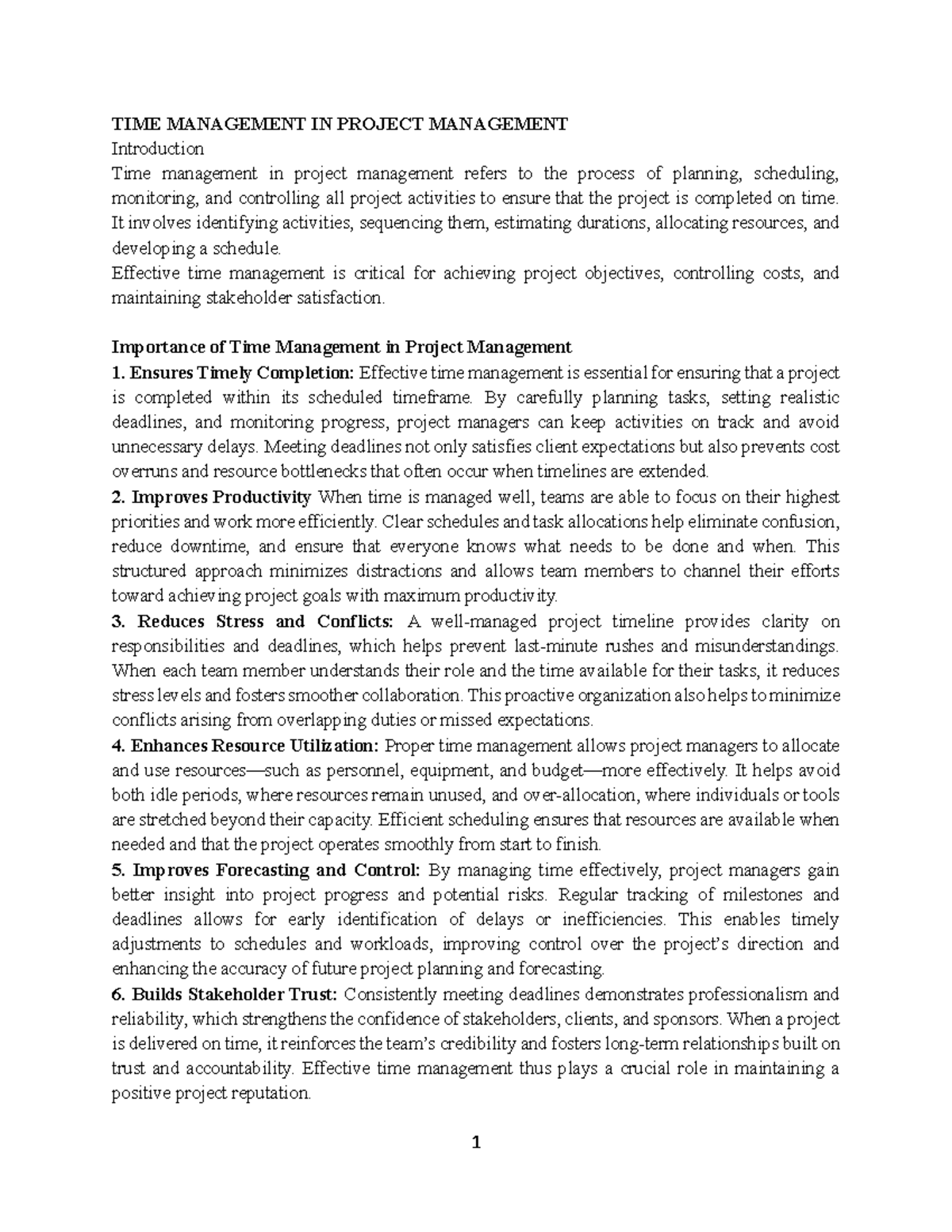 TIME MANAGEMENT IN PROJECT MANAGEMENT: Key Processes & Best Practices ...