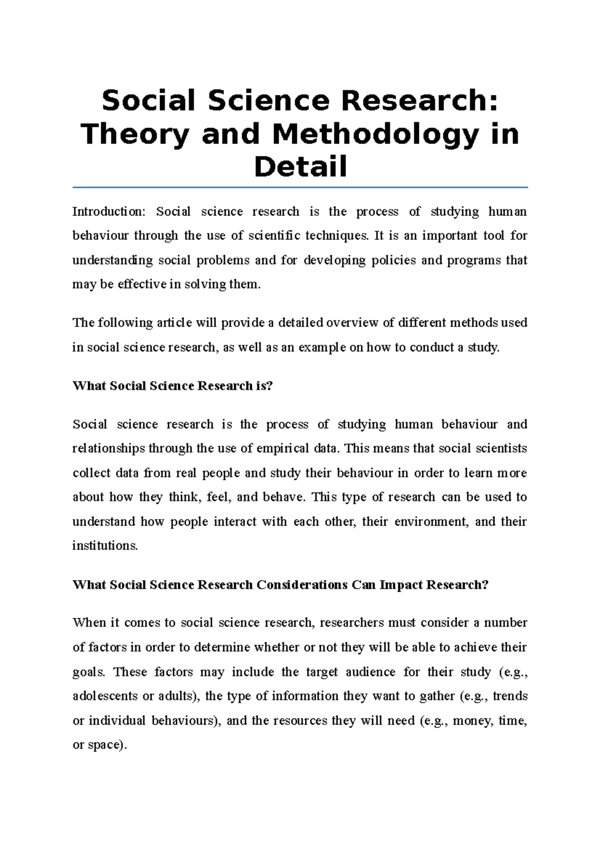 Methodology in Social Science Research - On Methodol ogy: Research in ...