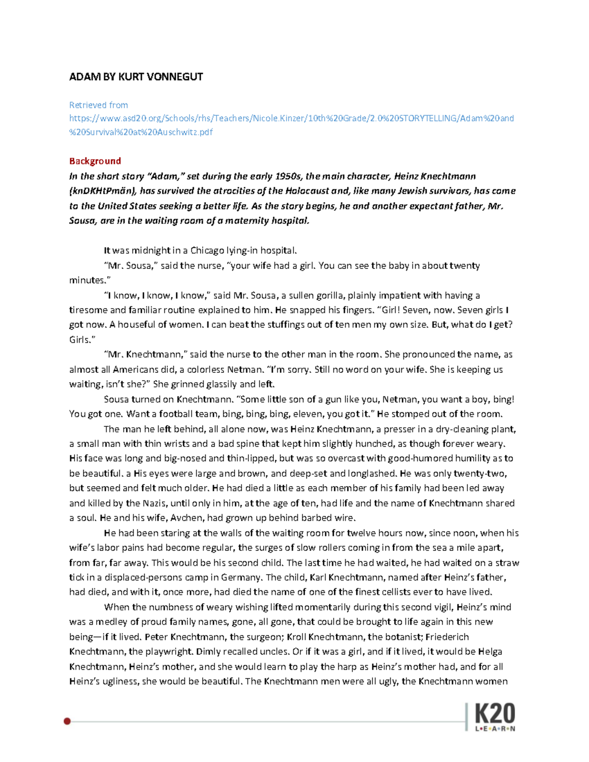 ADAM by Kurt Vonnegut: Analysis of Themes and Characters - Studocu