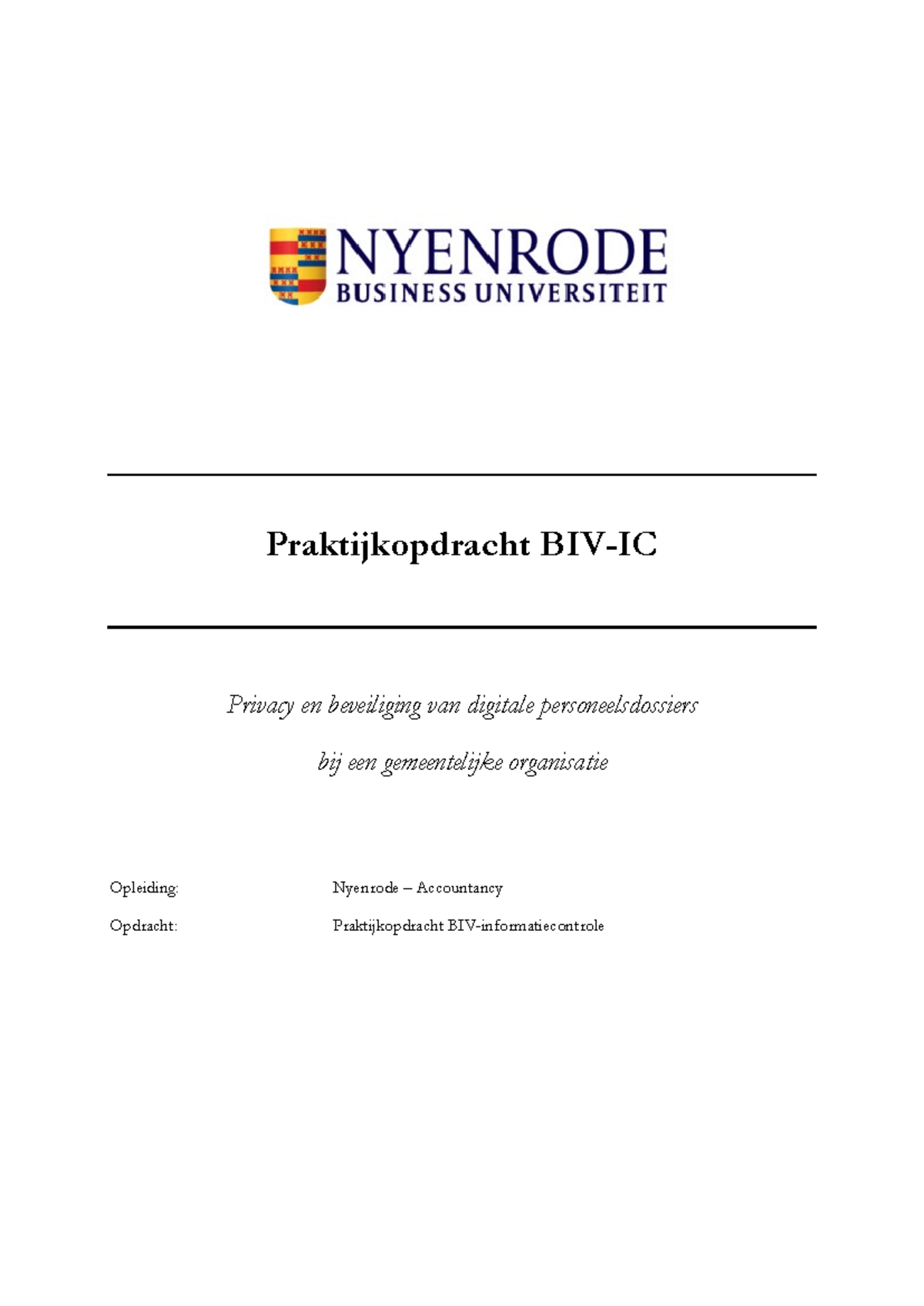 Praktijkopdracht BIV-IC: Analyse van Privacymaatregelen in P&O ...