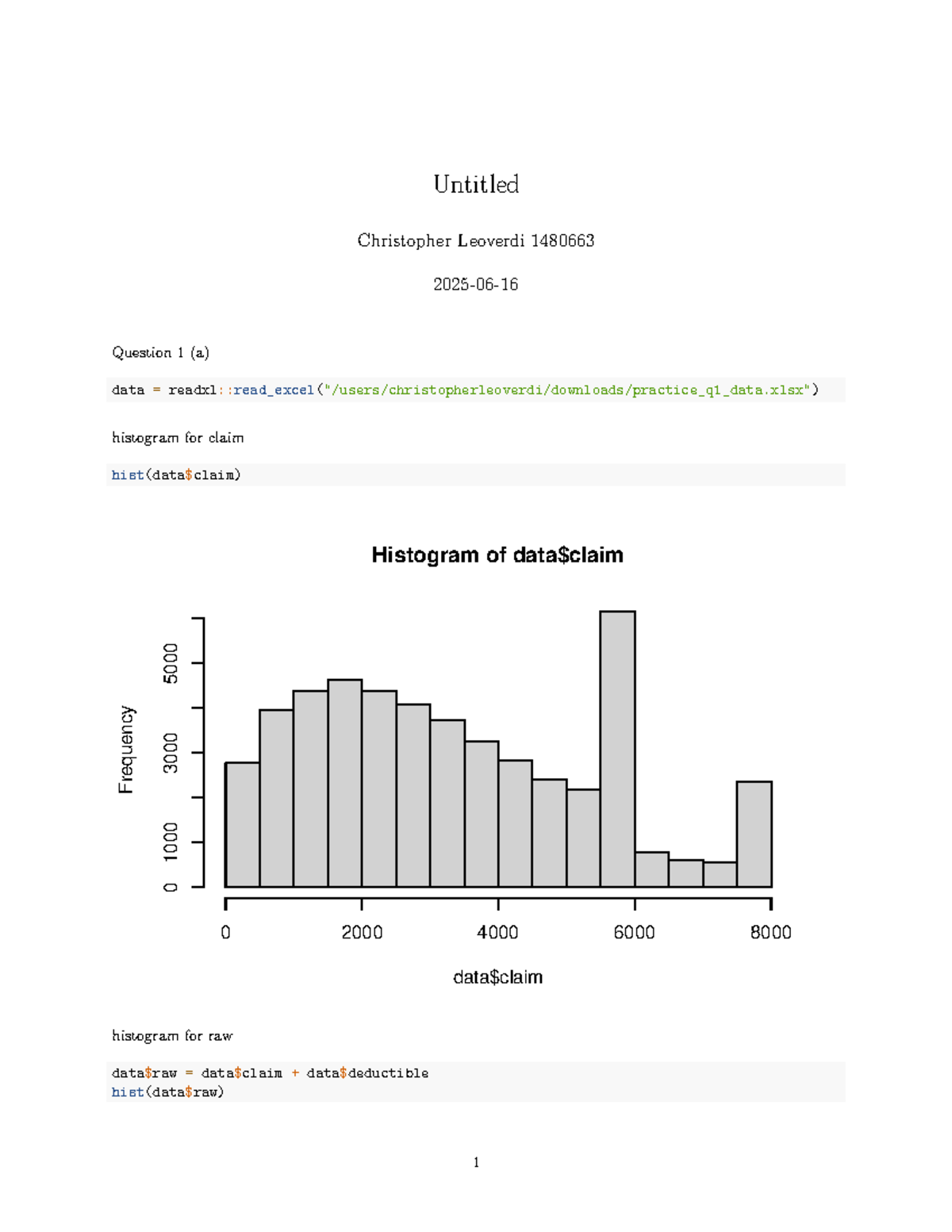Revision Final Exam: Data Histogram Analysis for Claims 1480663 - Studocu
