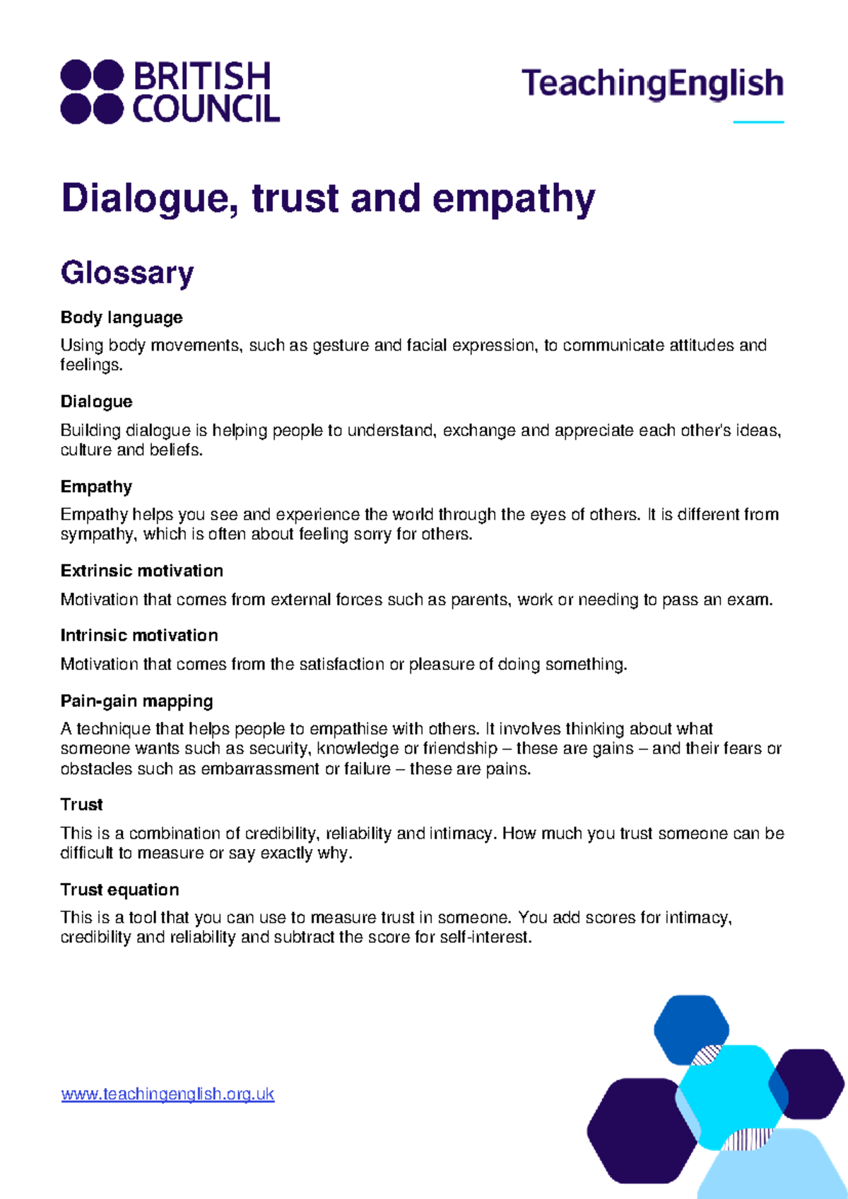 Resources - Dialogue trust and empathy - teachingenglish.org Dialogue ...