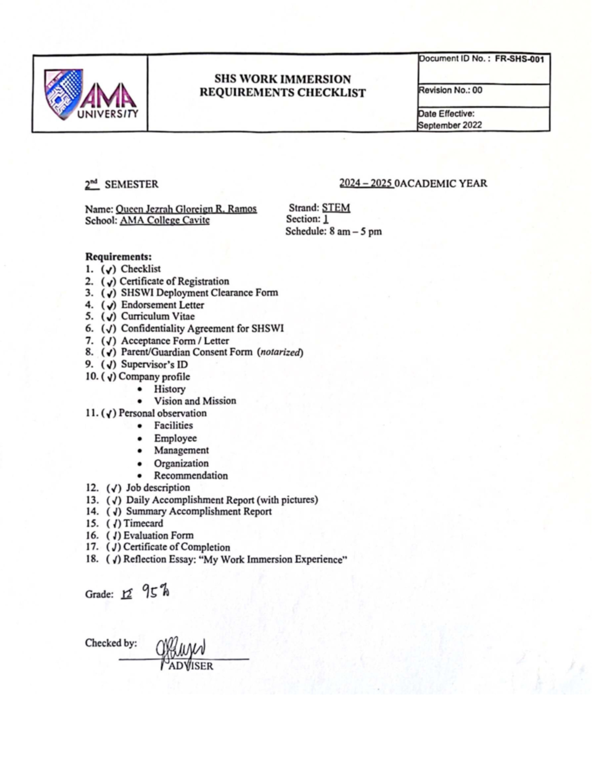 Work-Immersion - fdanmas fkdsw f - Document ID No. : SHS WORK IMMERSION ...
