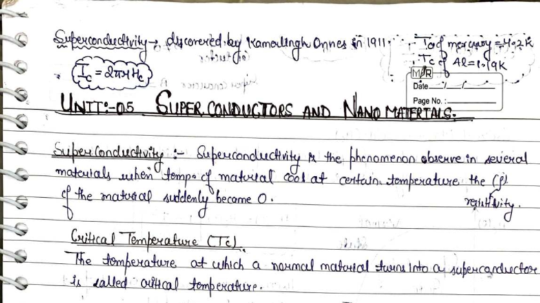 Unit-5 AKTU Physics: Superconductivity & Nanomaterials Notes - Studocu