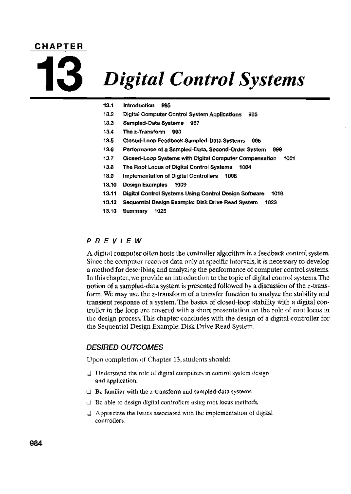 CHAPTER 13 Digital Control Systems: Overview and Applications - Studocu