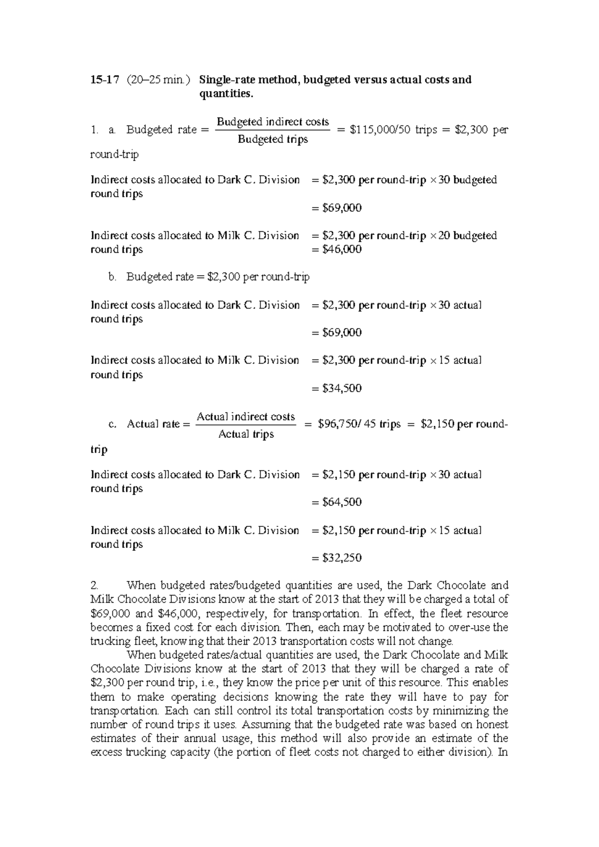 Chapter 15 Exercises: Single-rate & Dual-rate Methods Analysis - Studocu