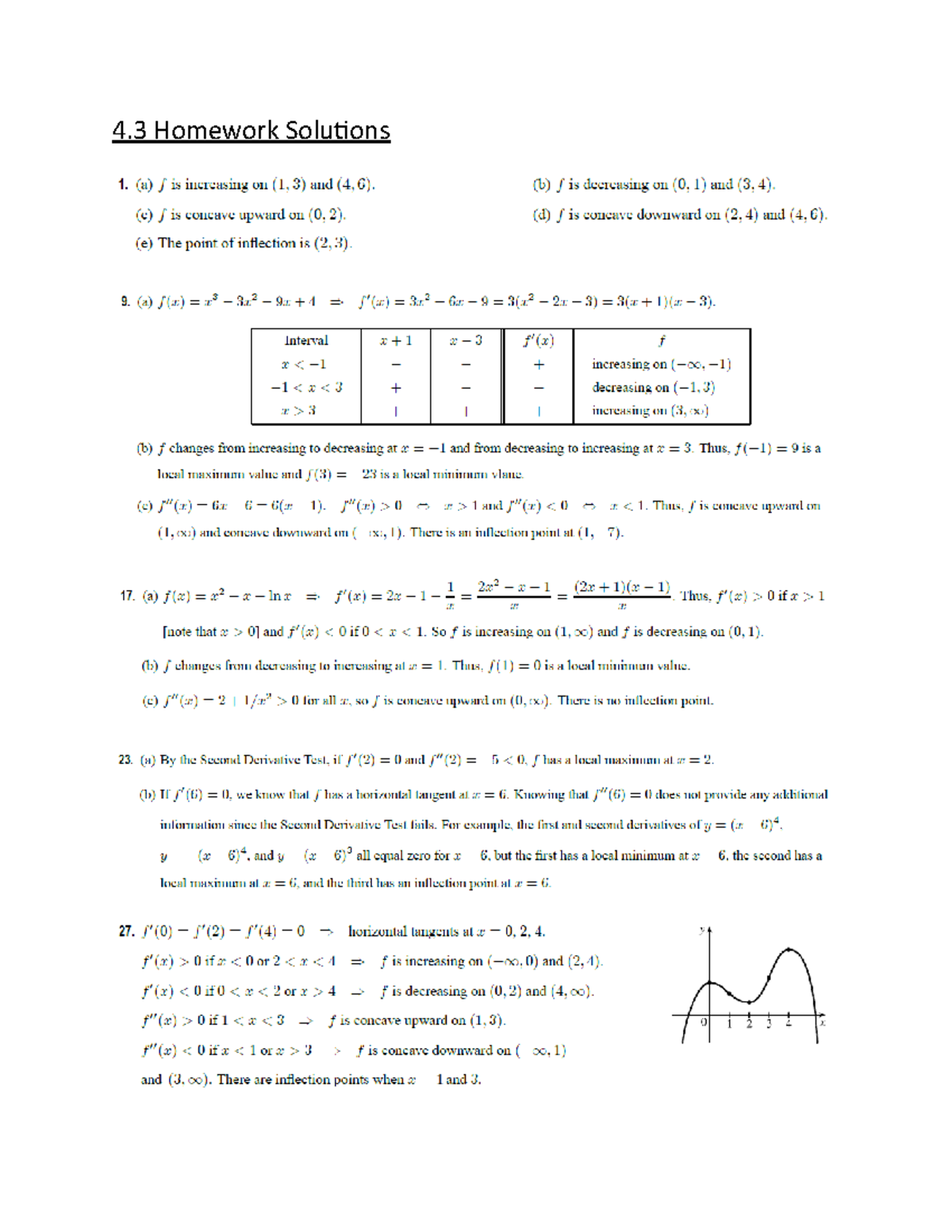Calc Solutions 7 - MATH1010U - 4 Homework Solutions 4 Homework ...