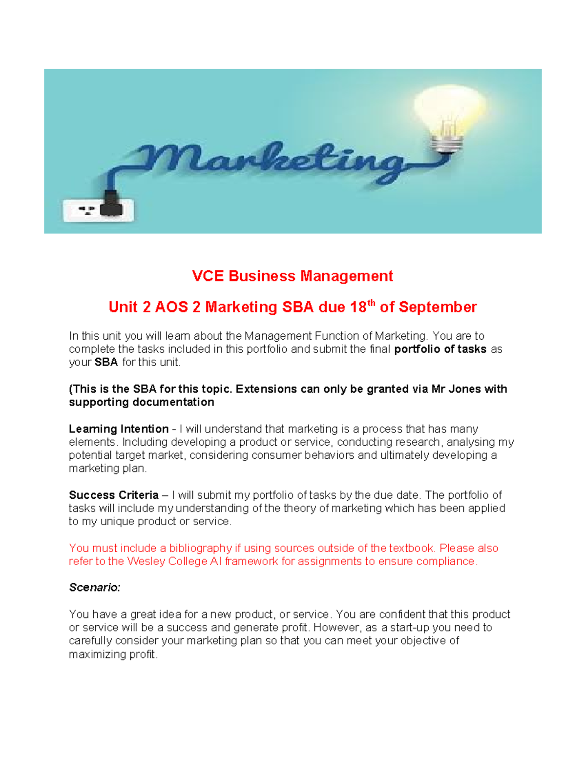 2025 VCE Business Management Unit 2 AOS 2 Marketing SBA Guide - Studocu
