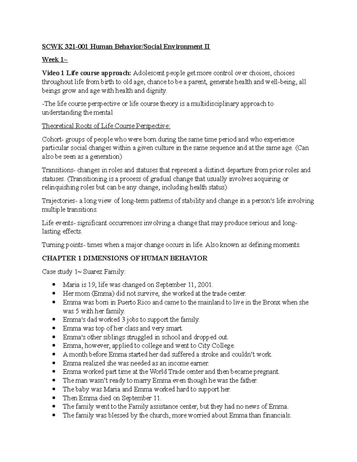 SCWK 321-001 Human Behav Social Environment II - SCWK 321-001 Human ...