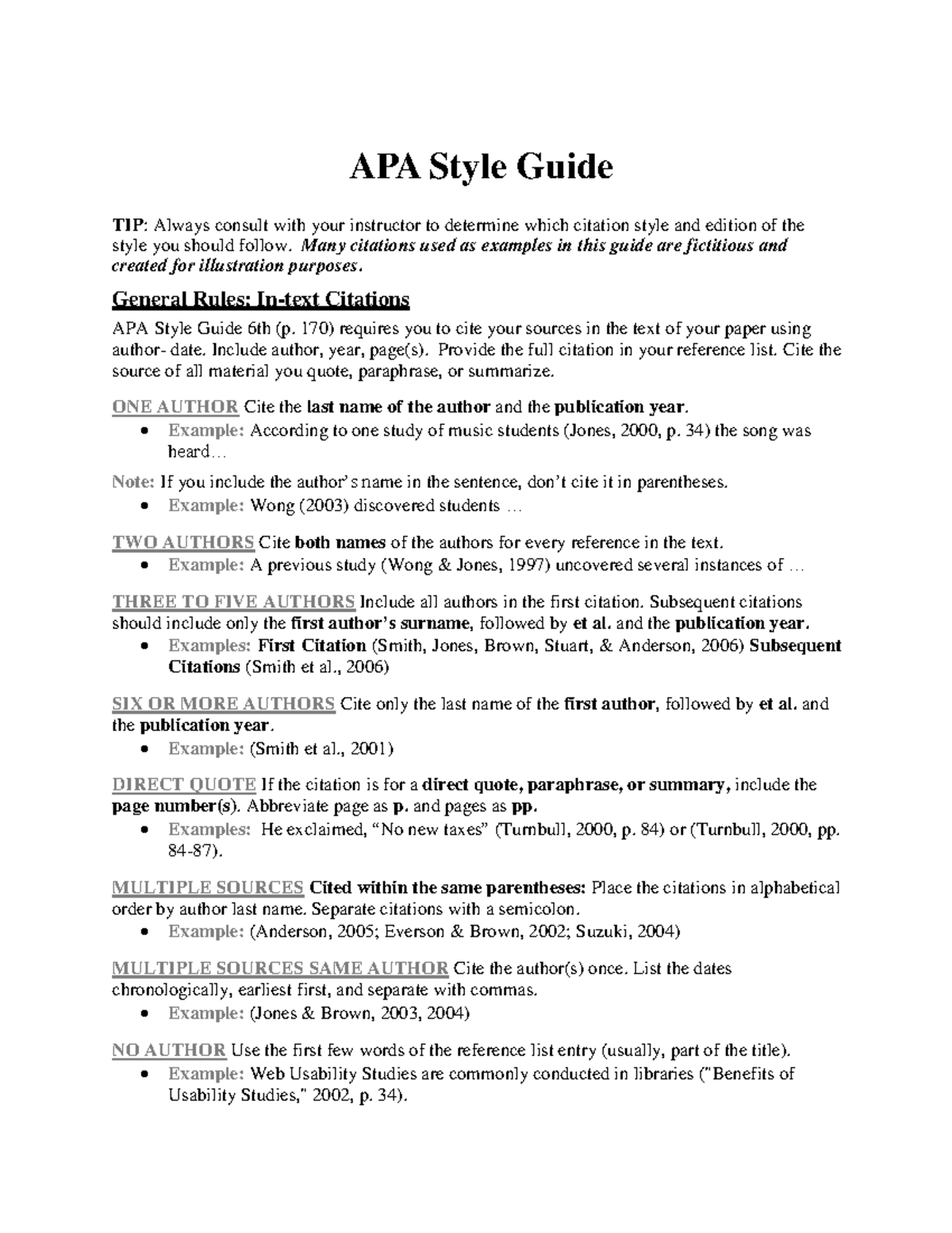 APA Style Guide: Writing in APA Format and Citations - Studocu
