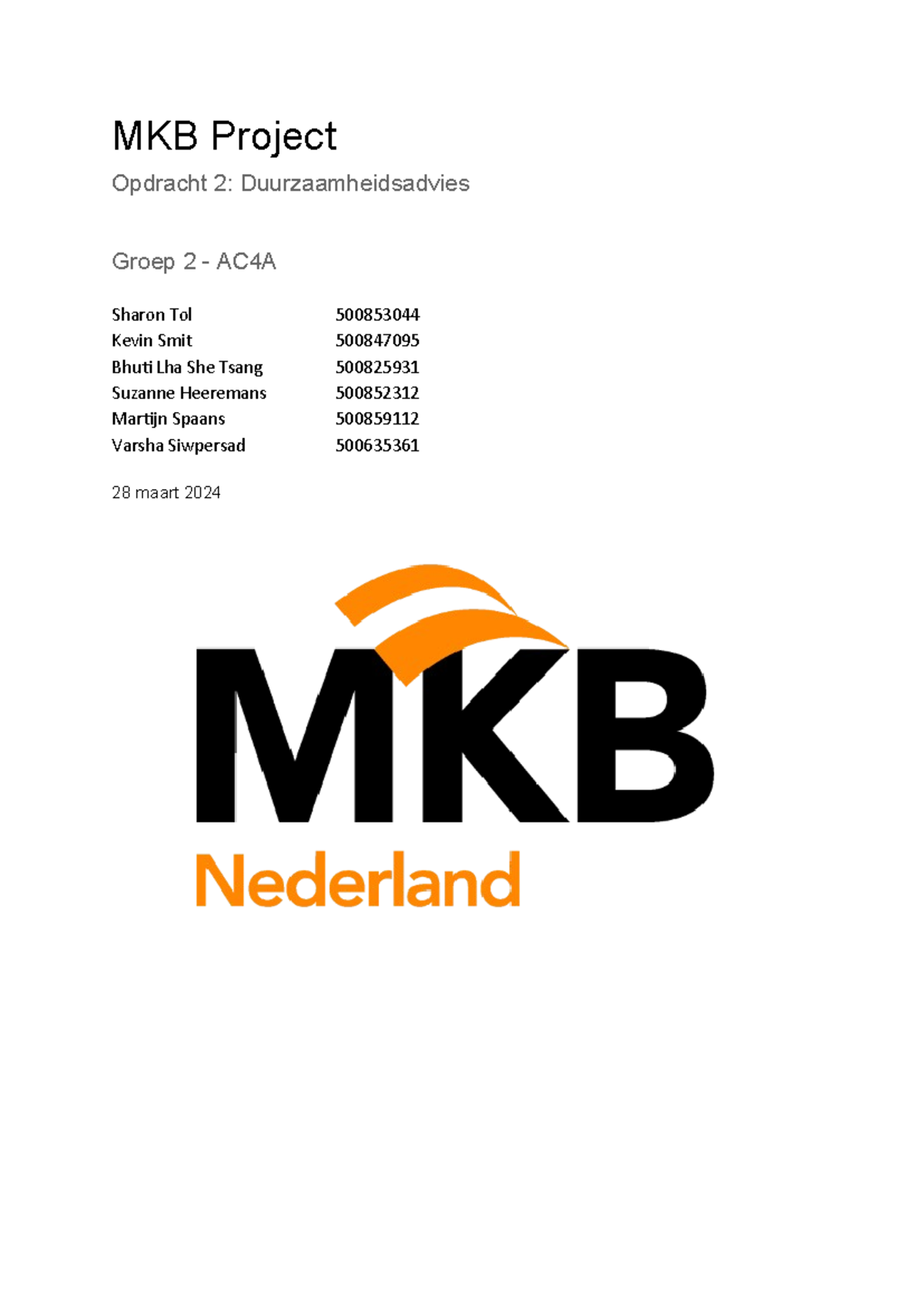 MKB AC4A Team 2 Opdracht 2: Duurzaamheidsadvies en Waardeketen ...