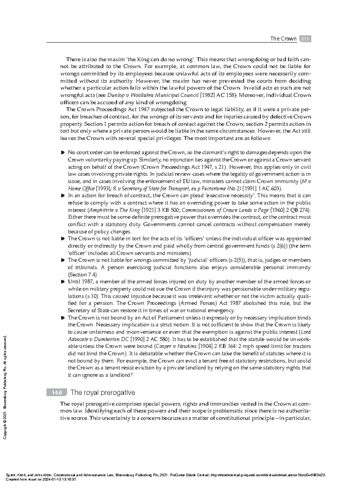 The royal prerogative - The Crown 275 There is also the maxim ‘the King ...