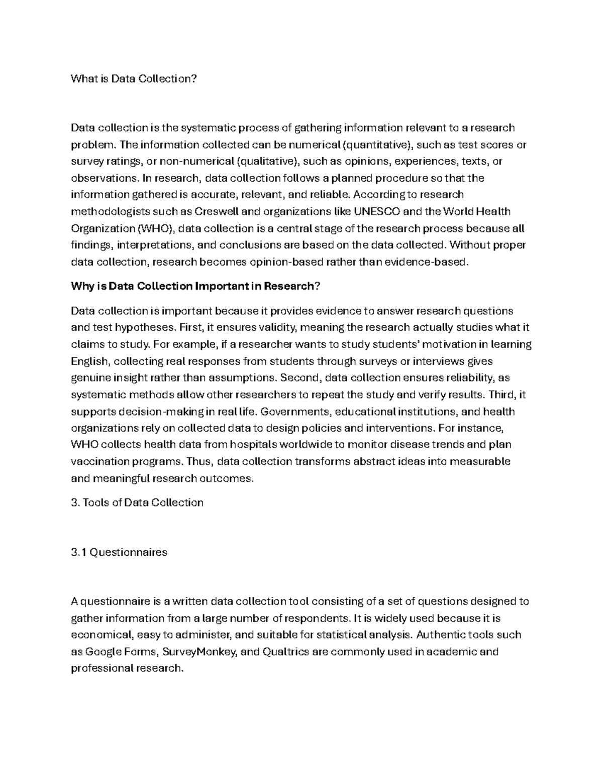Data Collection Tools in Research (Course Code: 27) - Studocu