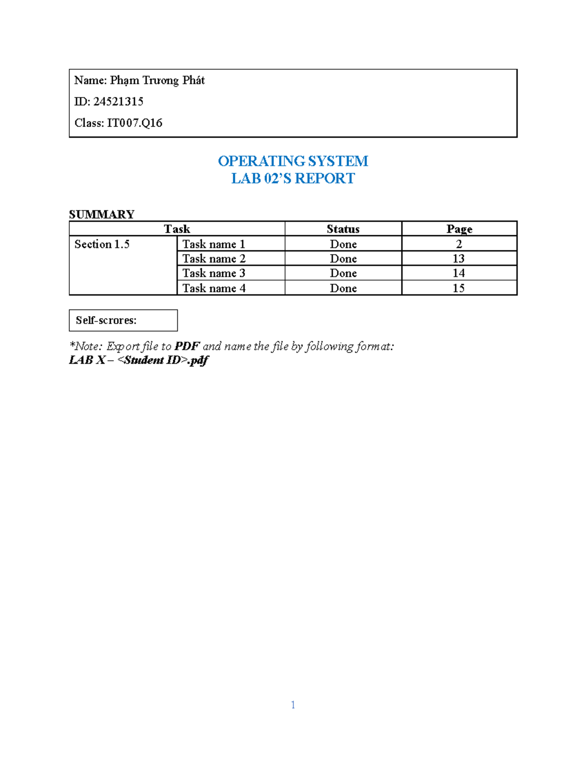 IT007.Q16 Operating System Lab Report Summary - LAB02 - Studocu