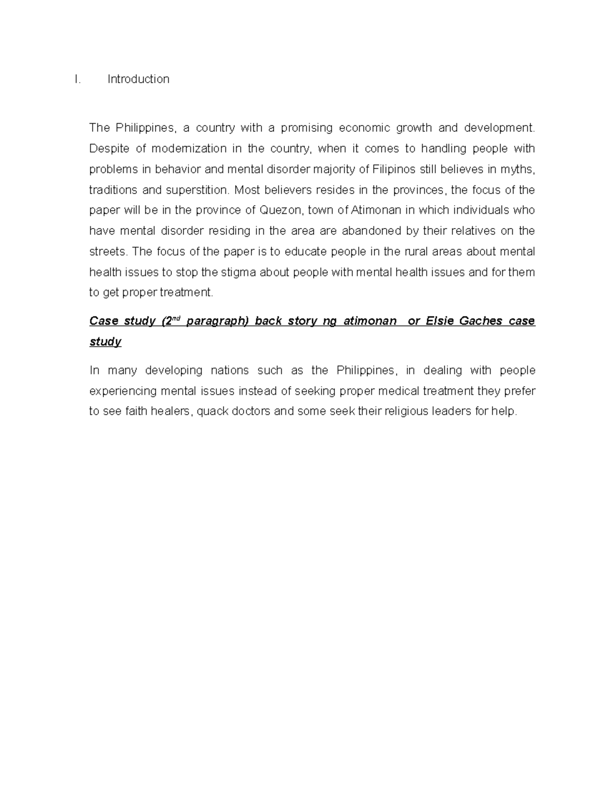 DRAFT 1_FILIPINO PSYCH. - I. Introduction The Philippines, a country ...