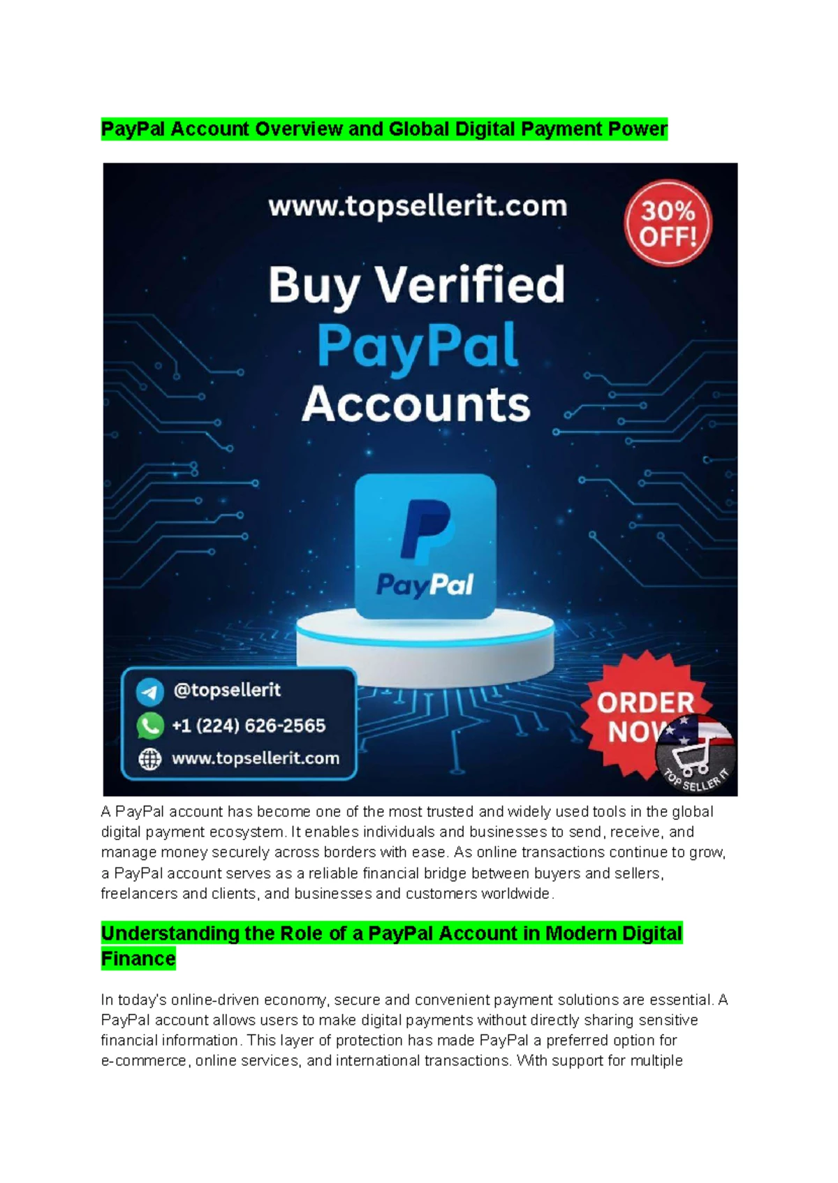 PayPal Account Overview: The Power of Global Digital Payments - Studocu