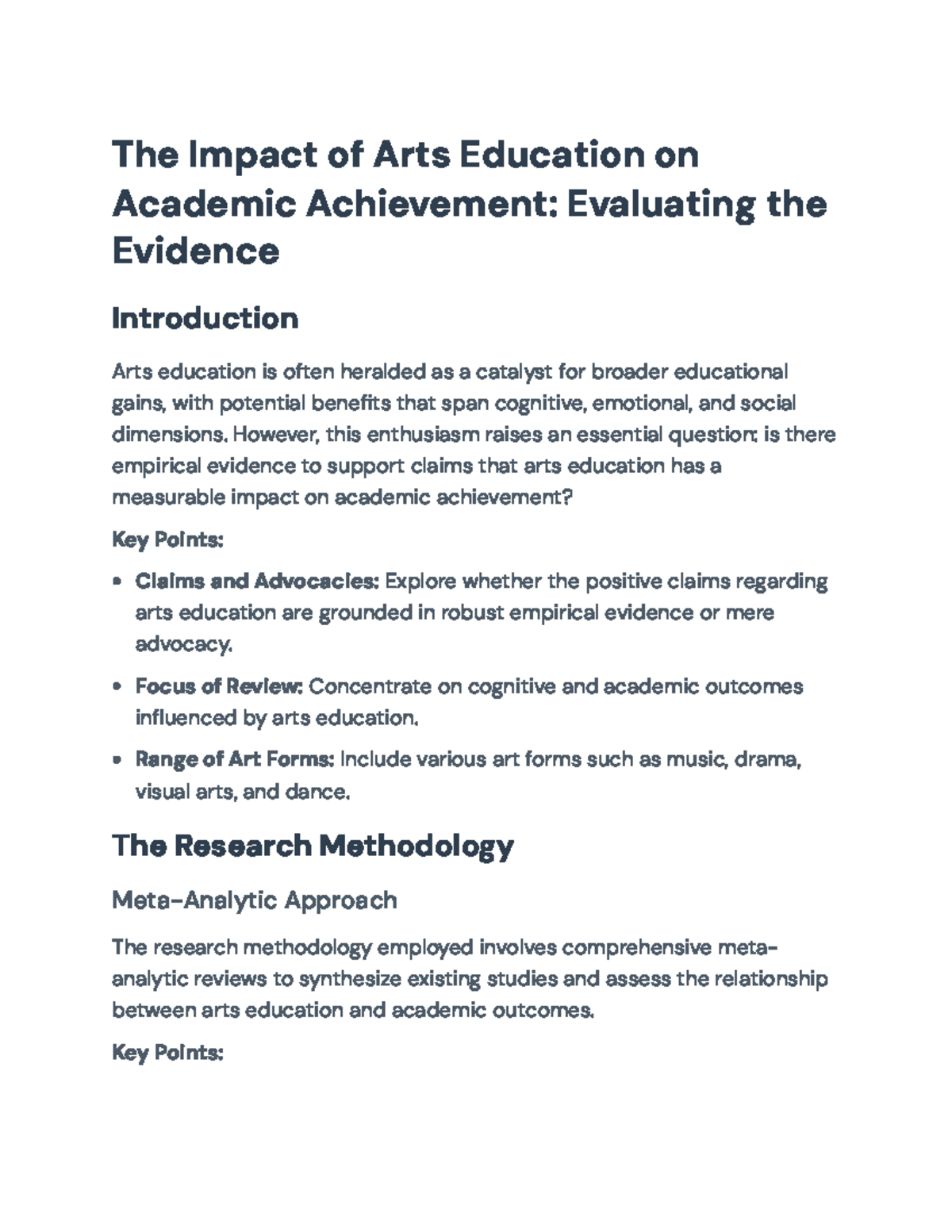 Evaluating the Impact of Arts Education on Academic Achievement: A ...