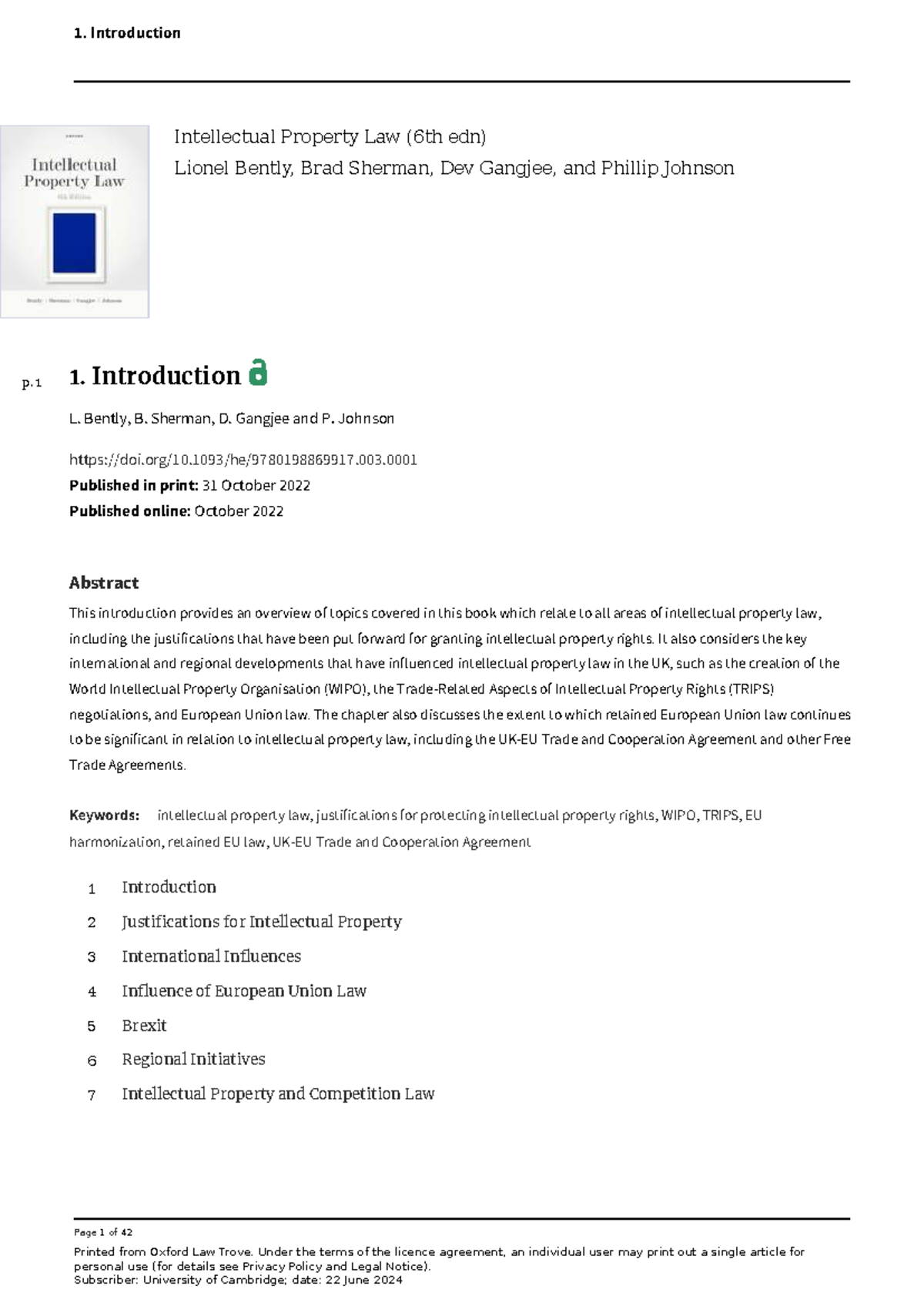 Intellectual Property Law Overview: Key Concepts and Developments (IP ...