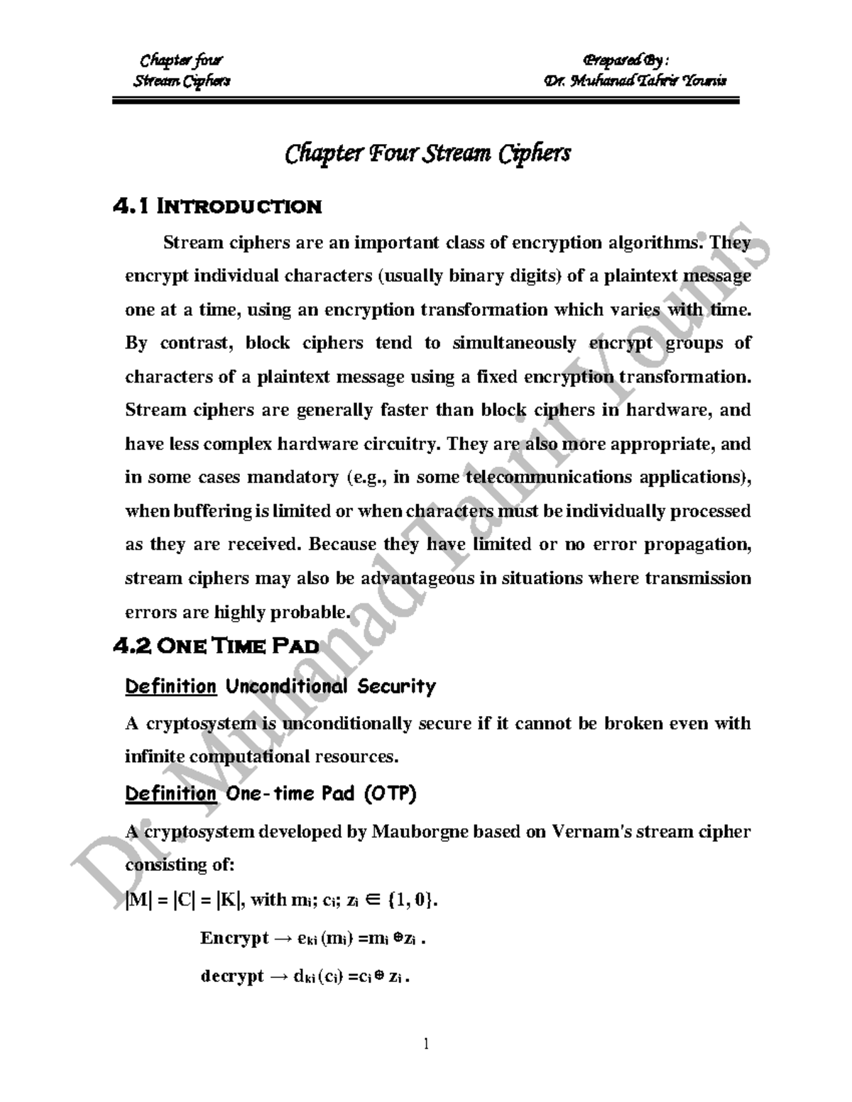 Chapter 4: Stream Ciphers Overview and Key Concepts - Studocu