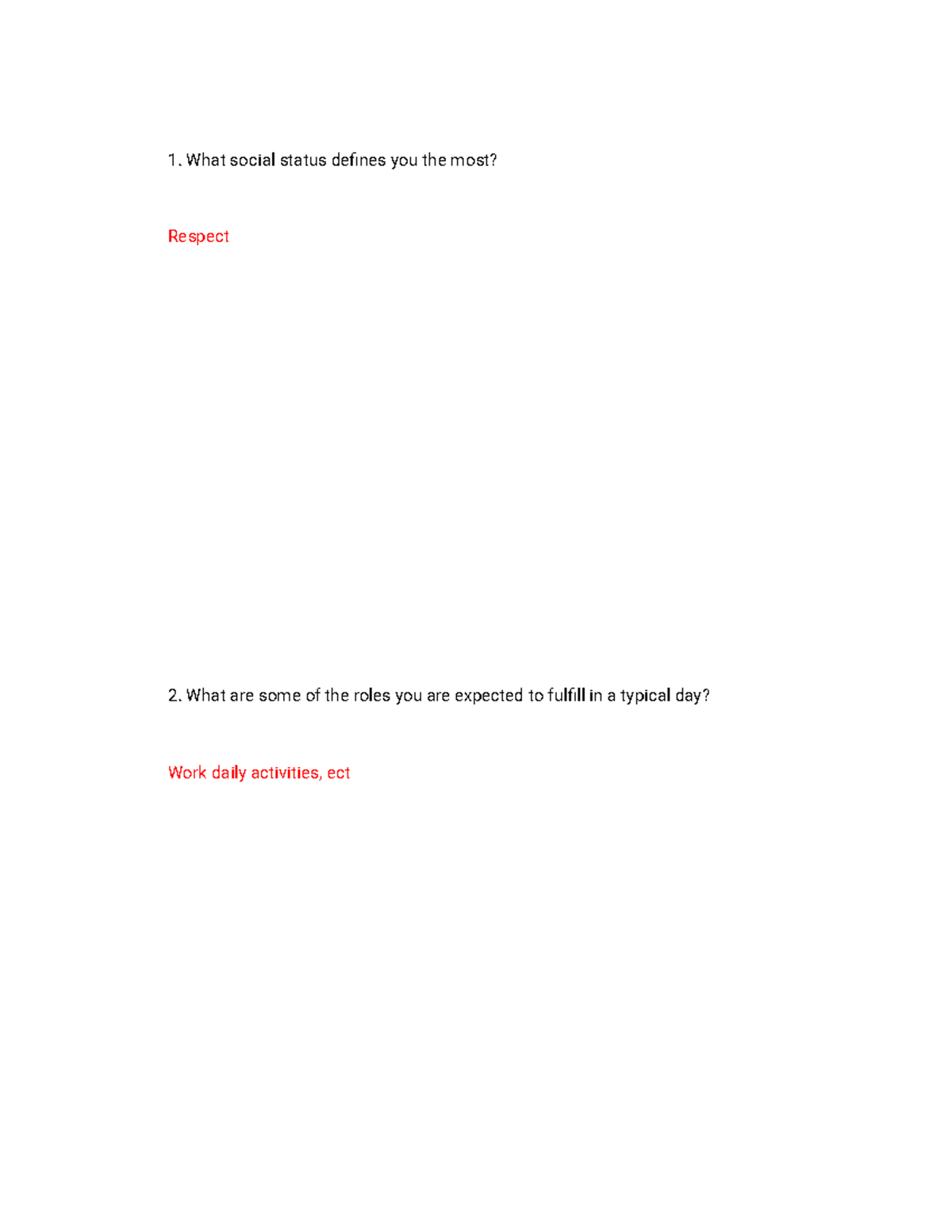 Sociology 4 - practice - What social status defines you the most ...