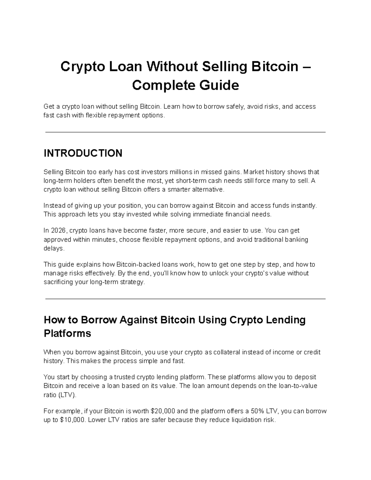 Crypto Loan Without Selling Bitcoin: A Complete Guide - Studocu